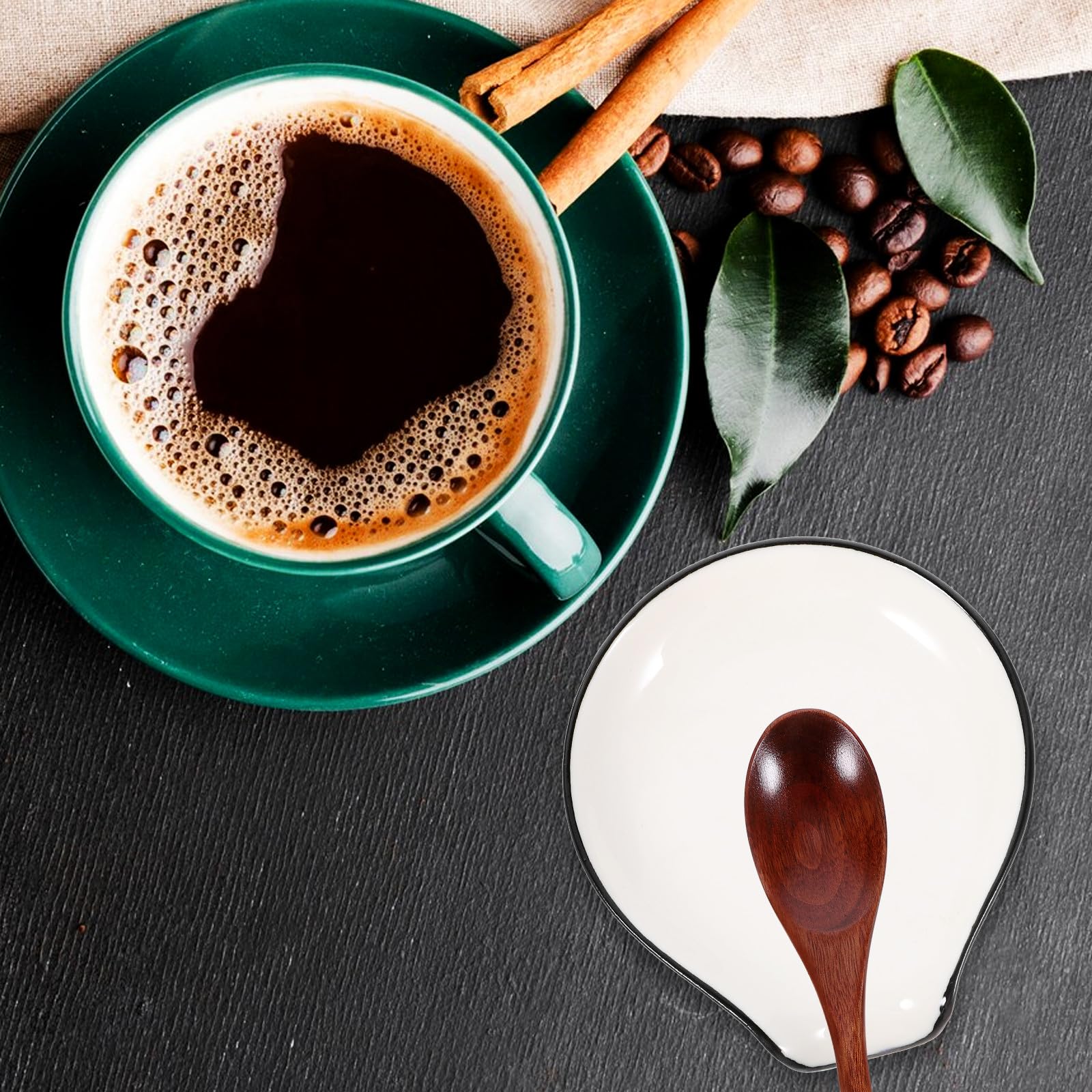 Luxshiny Keramik Löffelablage mit Erhöhtem Rand Spülmaschinenfest Platzsparend für Küchenarbeitsplatten und Kaffeebereich Vielseitig als Essstäbchenhalter und Gewürzschälchen Geeignet