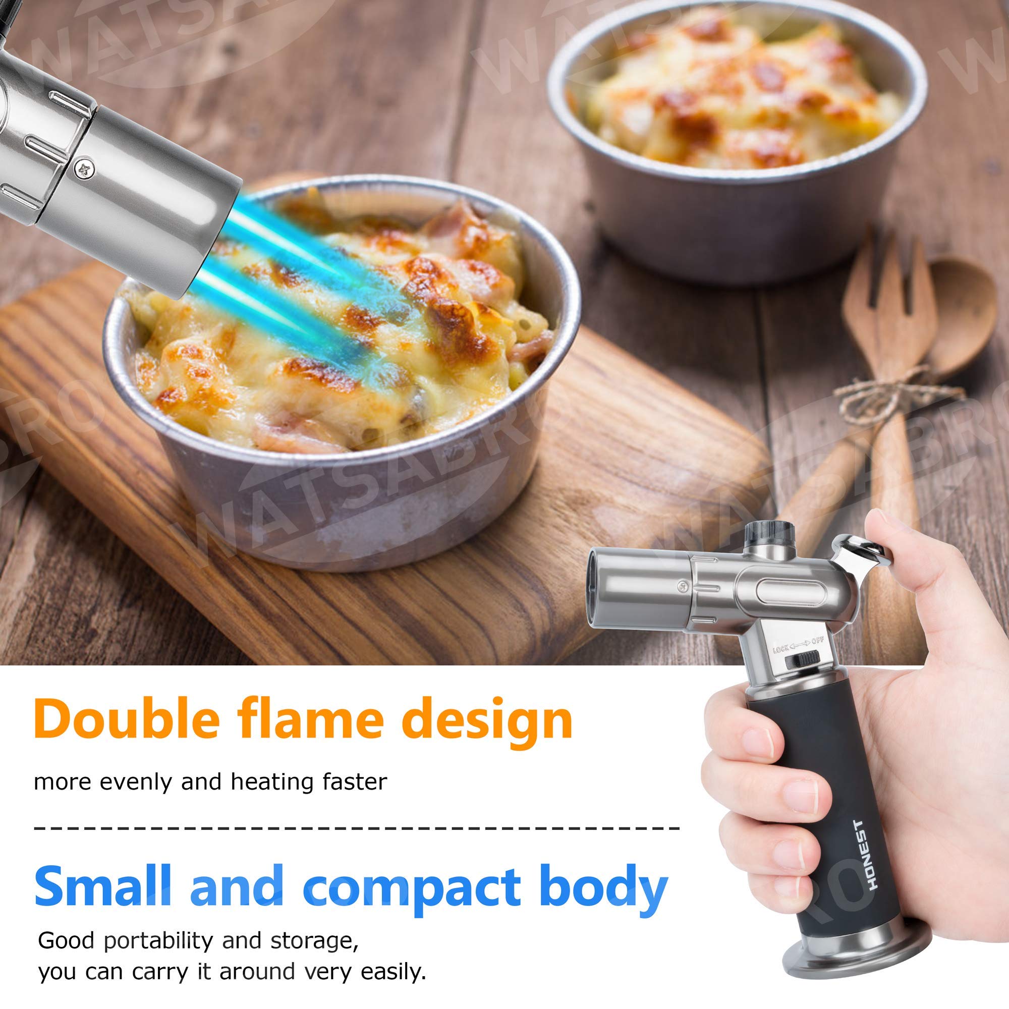 WATSABRO Kitchen Blow Torch,Culinary Butane Torch Lighters Refillable
