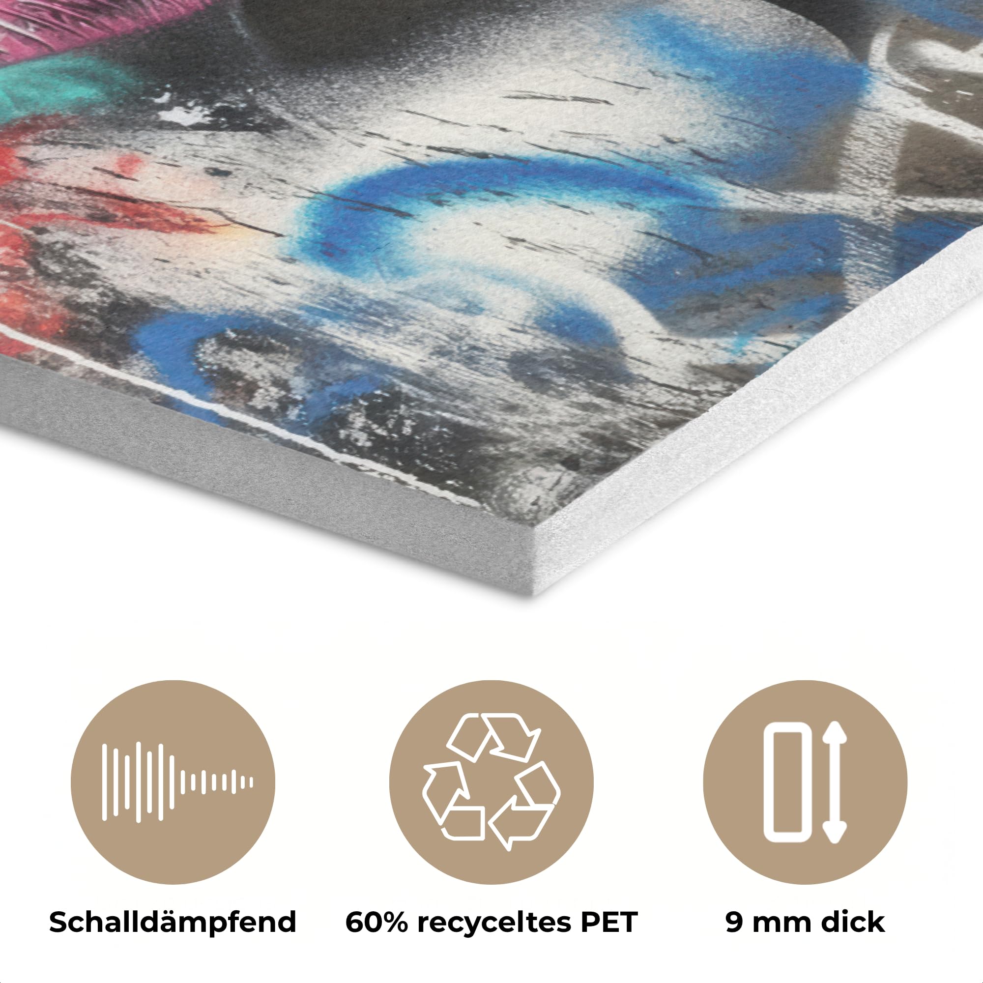 MuchoWow© Wandbilder aus Filz 60x90 cm Wohnzimmer Wanddeko Schlafzimmer Zimmerdeko Wandgemälde Zimmer Deko für die Wand Dekoration Wall Art Straßenkunst - Lippen - Kuss - Graffiti