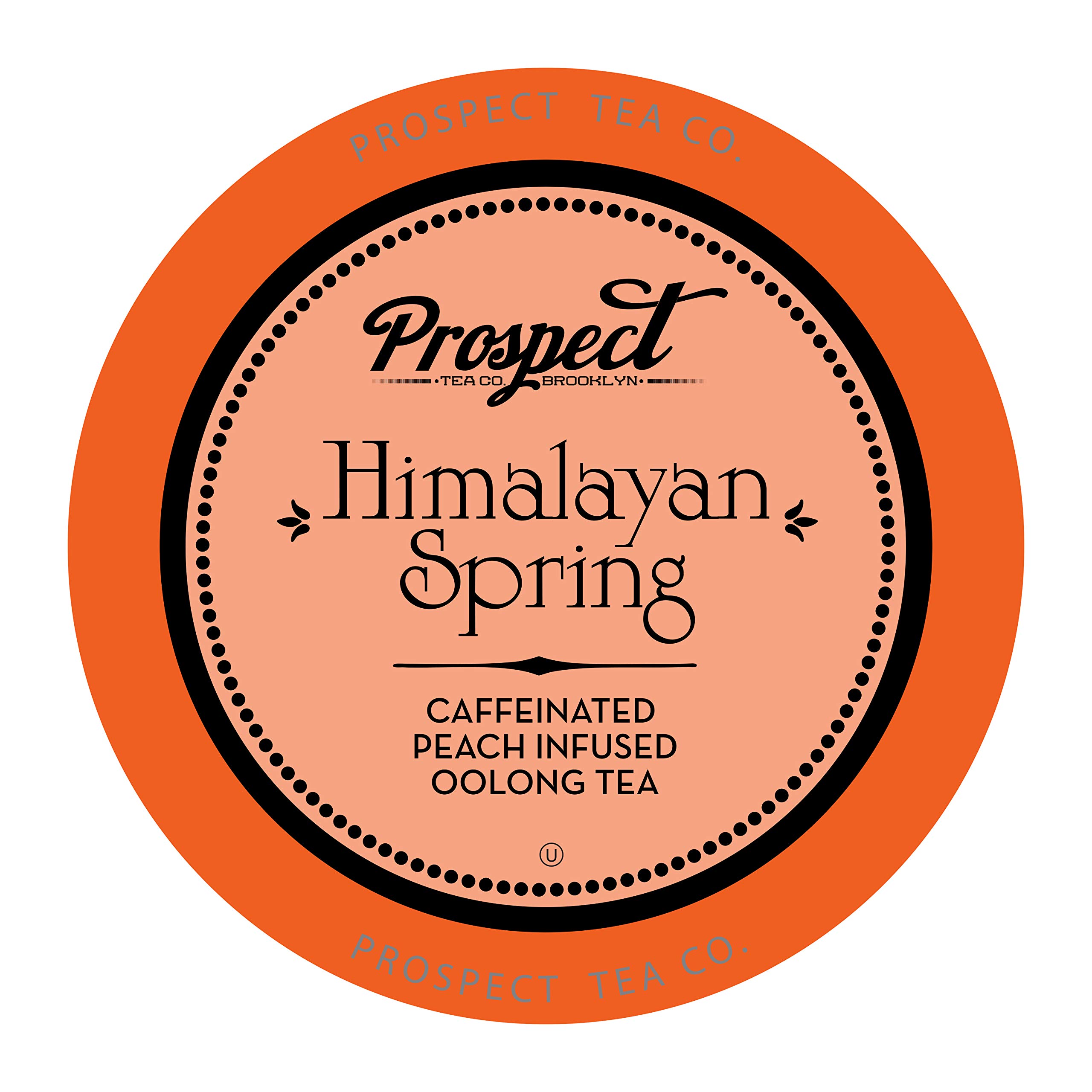 Prospect Tea Co. Himalayan Spring Peach Infused Oolong Tea Pods Compatible with K Cup Brewers Including 2.0, 40 Count