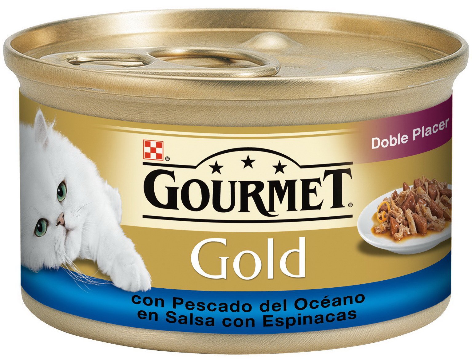 Purina Gourmet Gold Doble Placer Comida húmeda para gatos Pescado del Oceano & Espinacas 85g