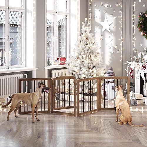 Miniatura 2 de Vantas Puerta plegable para mascotas de 72 pulgadas de ancho, 30 pulgadas de alto, puerta de madera para perros sin montaje, puerta de alambre