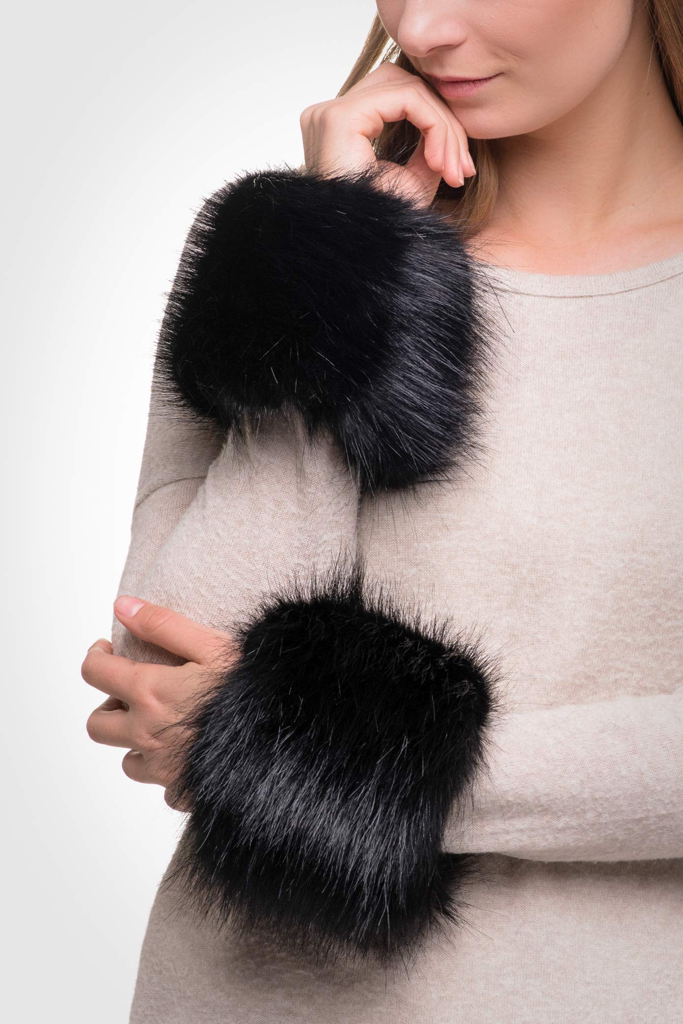 Futrzane Classic Puños - Manguitos de Pelo Sintetico Mujer - Calentadores Piel