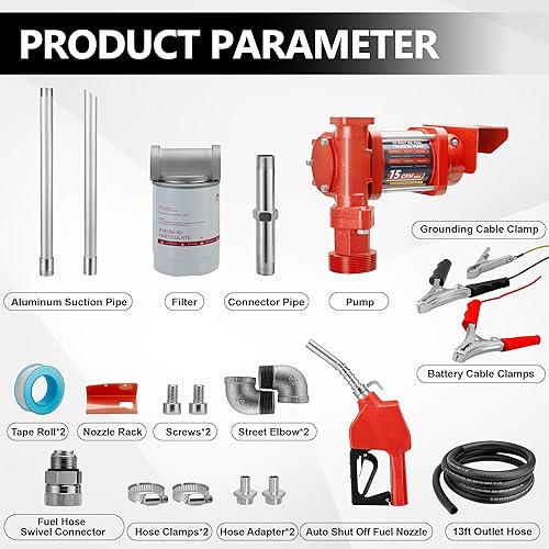 Miniatura 8 de Bomba de transferencia de combustible de 110 V CA 15 GPM con manguera de descarga, boquilla automática, paquete de filtro premium, adecuada para