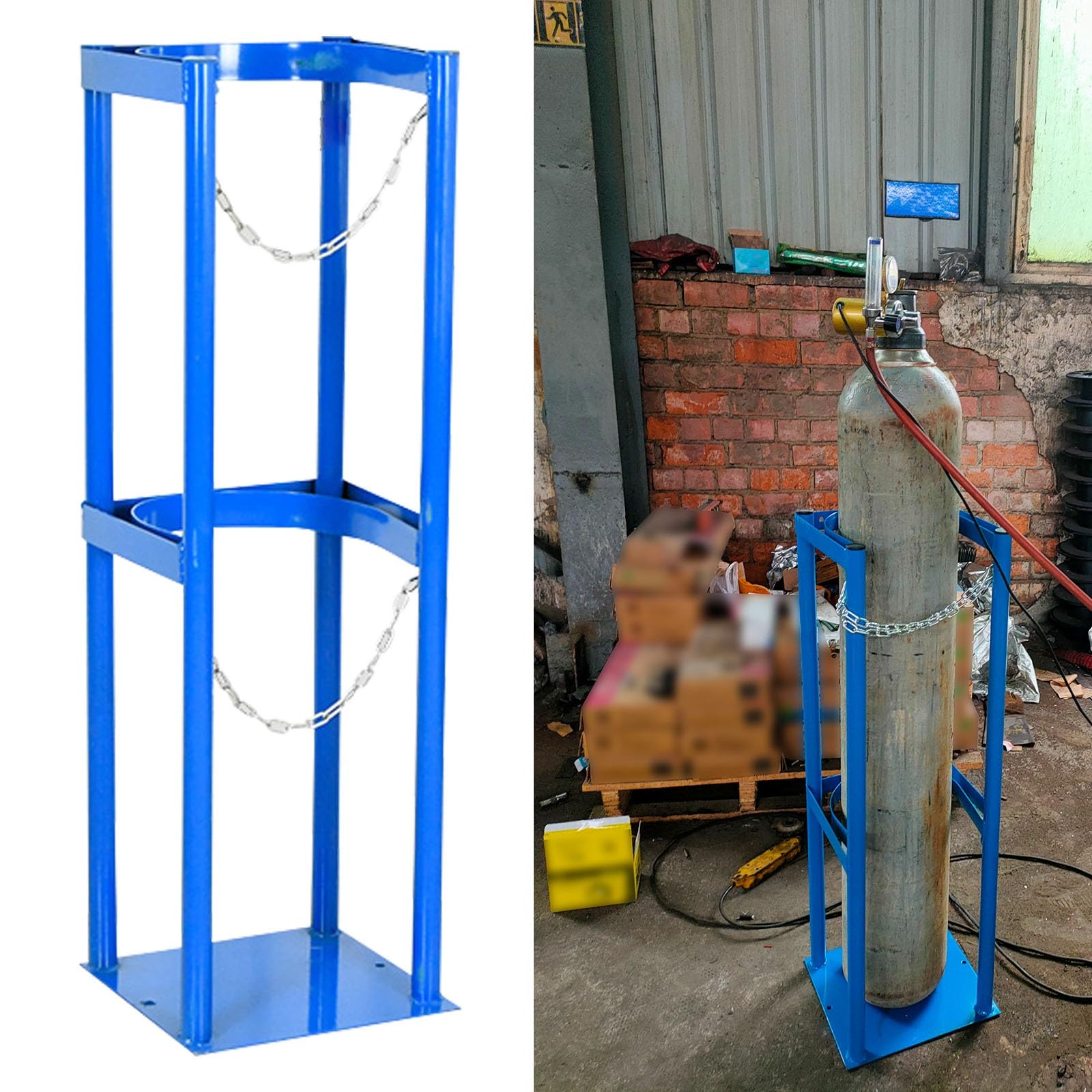 SWENEEN Oxygen Tank Holder Carrier For 40L Gas Cylinder,Durable Steel Nitrogen Gas Cylinders Fixed Shelf With Pre-Drilled Base,Clinics Cylinder Carriers For Trans,34x30x100cm/13.4x11.8x39.4in