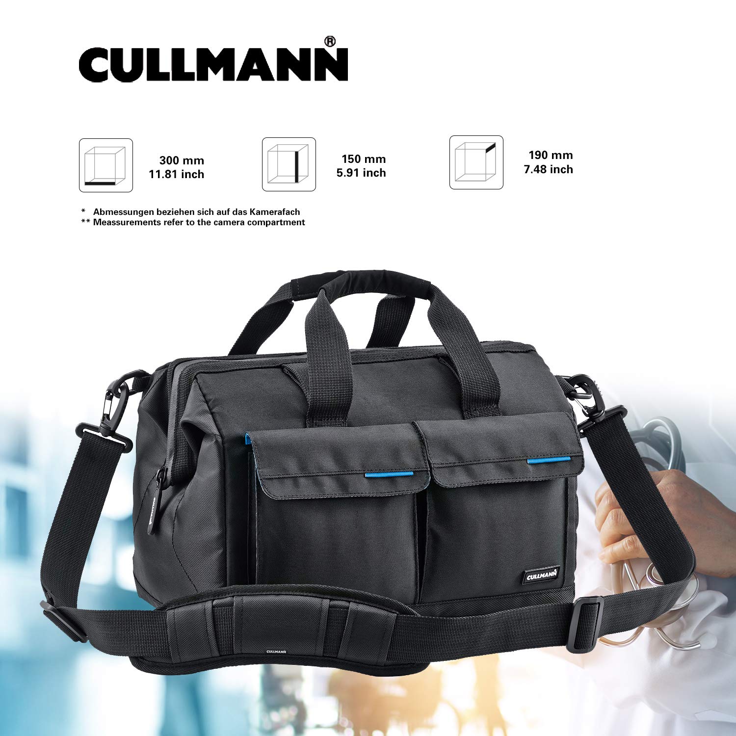 Cullmann Amsterdam Sac d'épaule pour appareil photo 19 x 30 x 15 cm Noir/Bleu