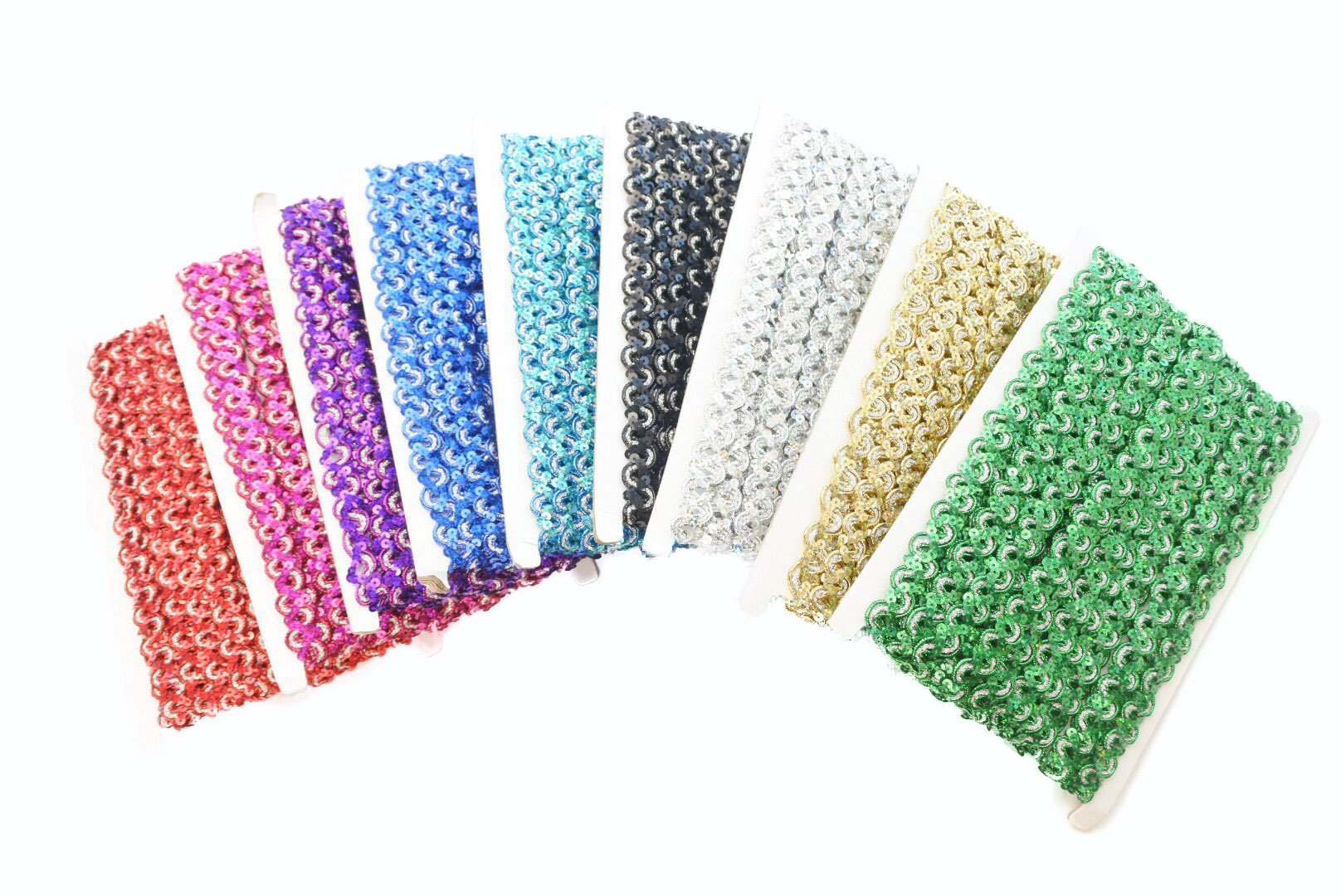 SUPER RIBBONS Trimming 18mmMetallic and Sequin Braid Trim in Many Colour Options for Bridal, Fashion, Crafting 10 Metre (Emerald Green)