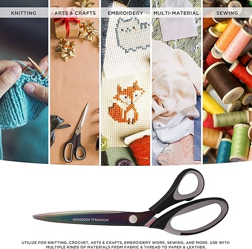 Vista 58 de BambooMN Juego de tijeras de titanio Softgrip – Rosado, costura, arte, manualidades, oficina – 1 juego de 4 – morado con naranja 4 piezas moradas