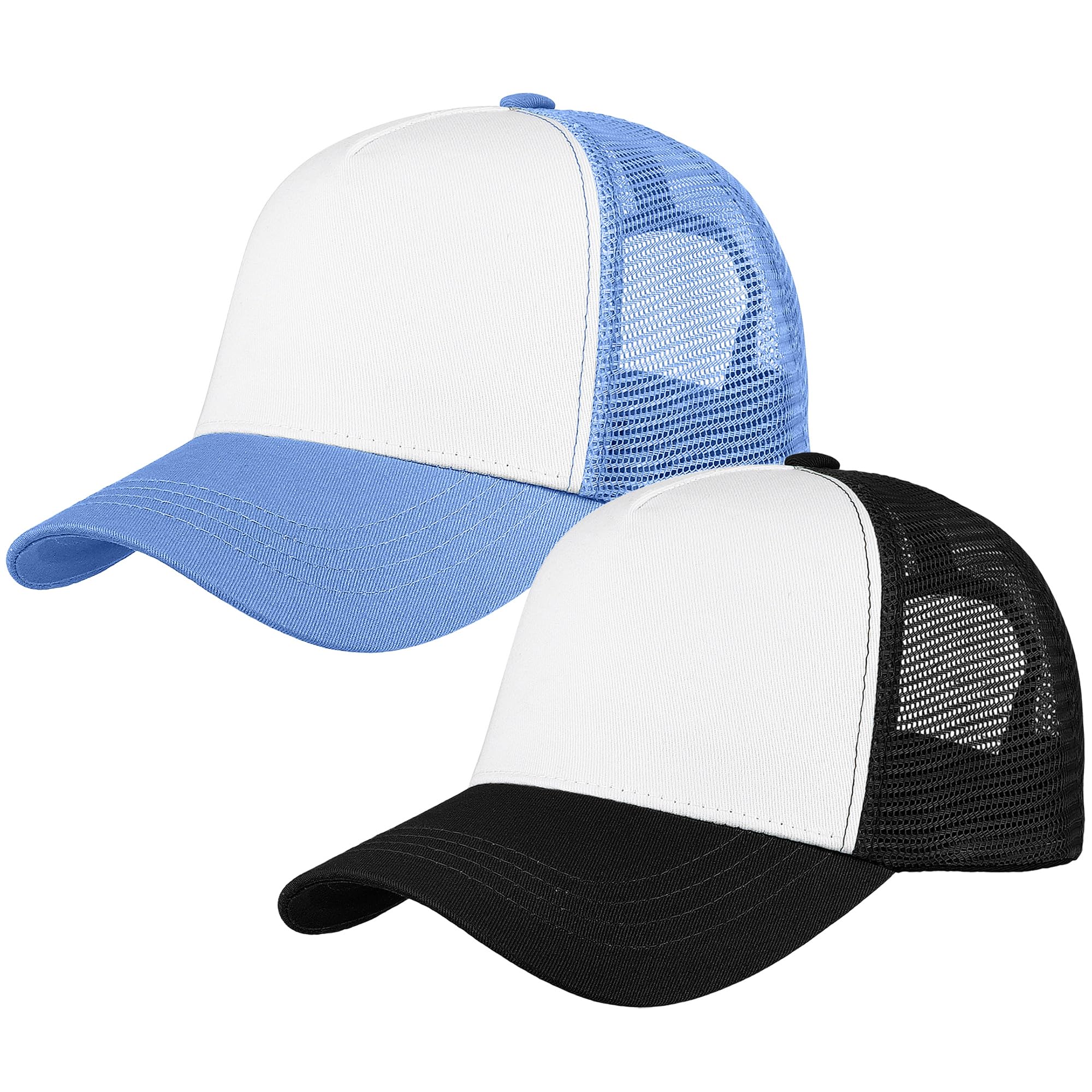 Falari 5-Panel Mesh Baseball Cap, Trucker Hat, Structured Plain Design, Cotton, Adjustable Size