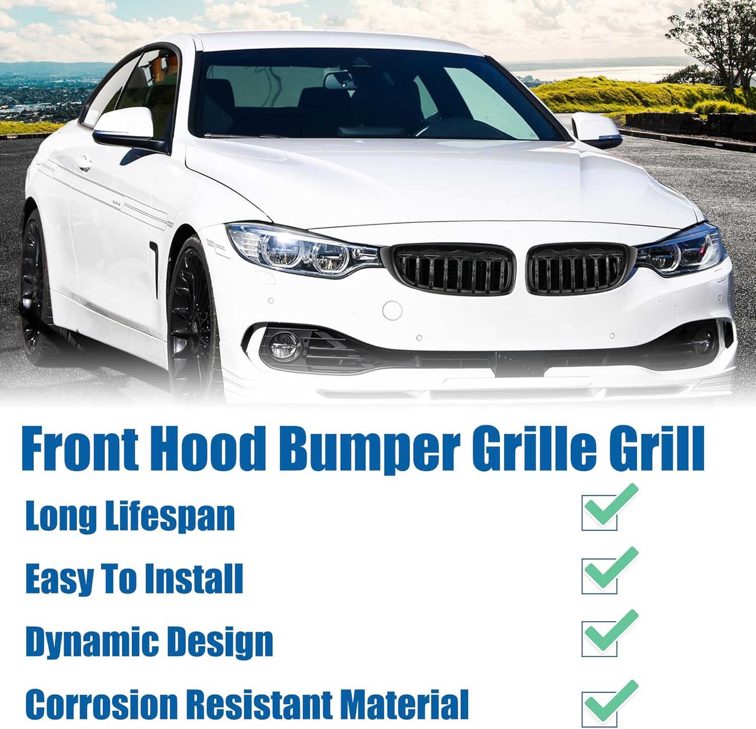 X AUTOHAUX Front Hood Bumper Grille Grill for BMW 428i XDrive F32 2014-2016 No.51137294813/51137294814 Front Bumper Kidney Grille Grill Diamond Star 1 Pair Black