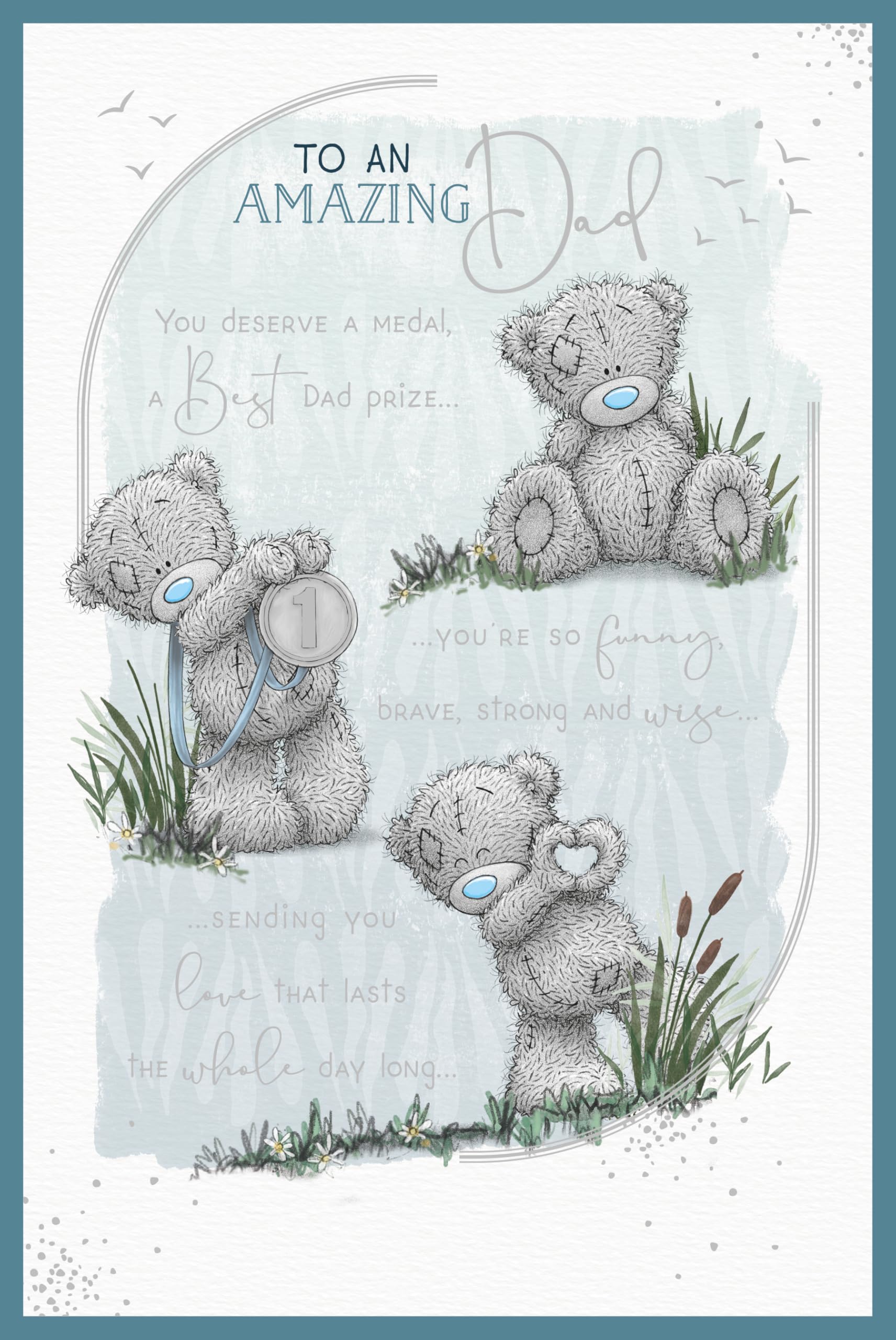 Me to You Bear Amazing Dad Verse Father's Day Card 6 x9 Inches - Official Collection