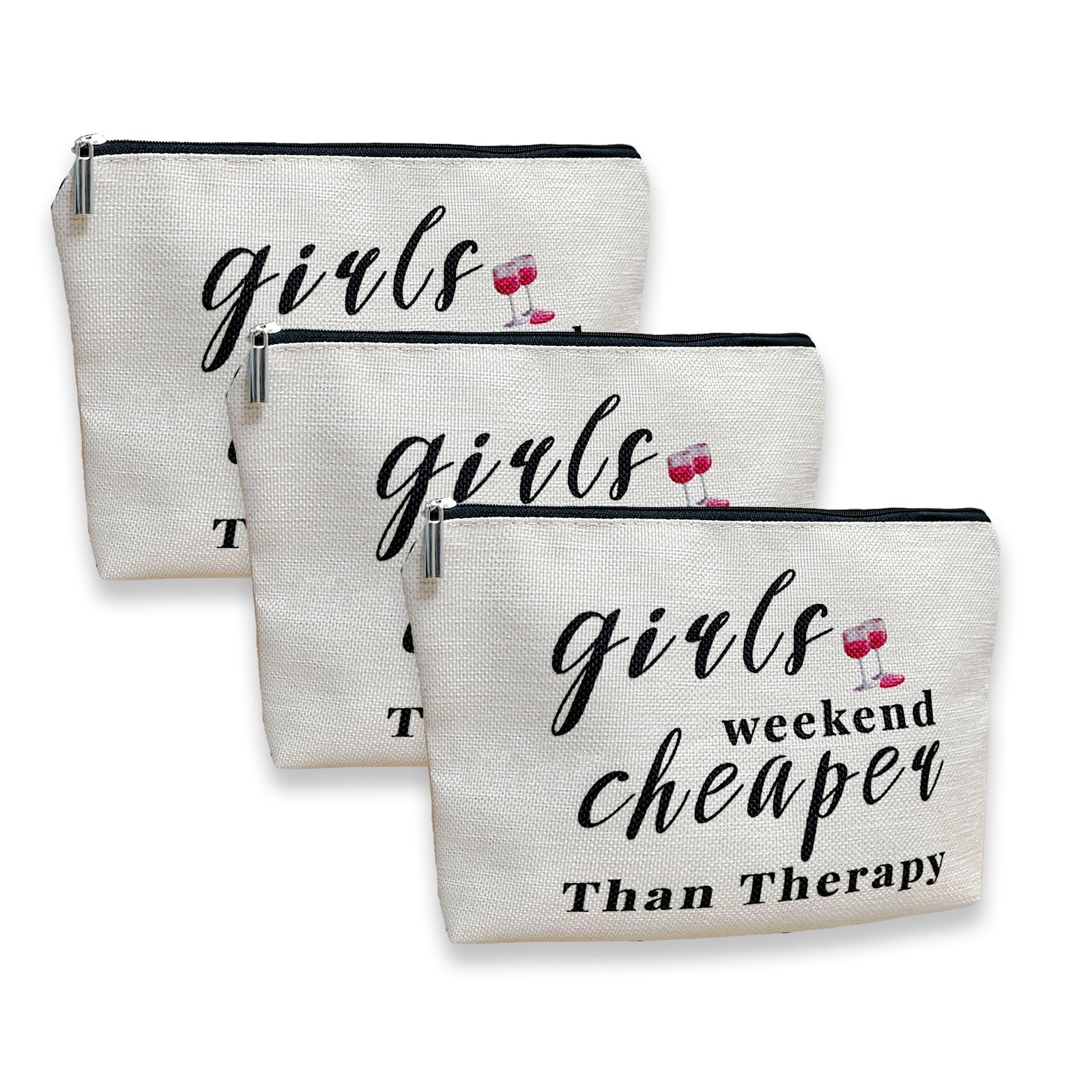 3 Pcs Girls Weekend Gift Travel Makeup Bag, Bestie Gift, Girls Weekend Gifts, for Best Friends Travel Gifts, Christmas Graduation Wedding Birthday Gift for Travel Toiletry Pouch