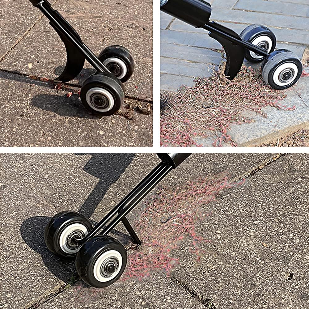 CYJZHEU Hook Weed Remover,patio weed remover tool,Patio Weeding Tool with Wheels, Rolling Weeder