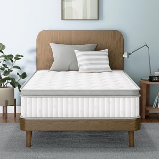 ETONEX 12 Inch Twin Mattress Cooling Gel Memory Foam and Pocket Spring Hybrid Mattress in a Box Medium Firm CertiPUR-US Certified Foam (Twin, 12in)