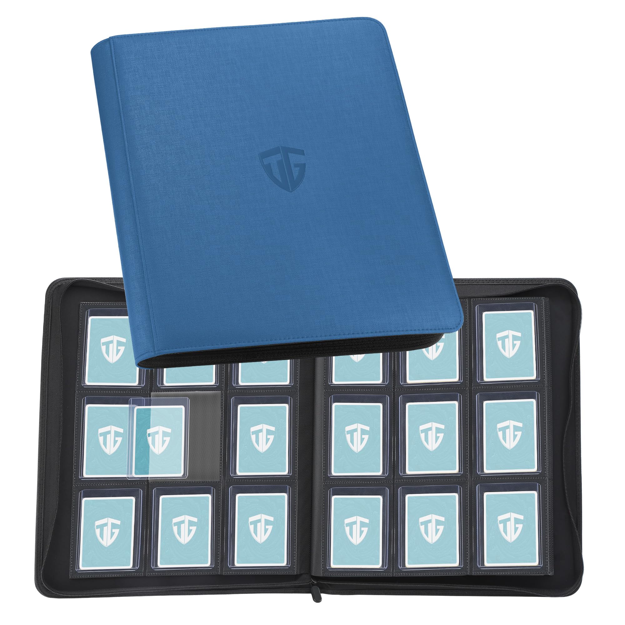 TCGUARD Trading Card Album Toploader Binder for 216 3x4 Inch Cards, Blue Faux Leather, Ideal for MTG, Yu-Gi-Oh!, Sports Cards, Board Game Cards — image 1