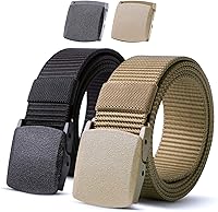 JASGOOD 2 Pack Nylon Military Tactical Belts for Men - 1.5" Webbing Canvas Web Belts with Nickel-Free Plastic Buckle