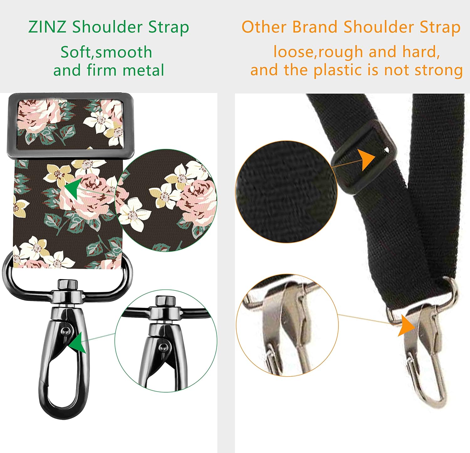 ZINZ Shoulder Strap 58" Ultra-Thick Fixed Padded and Adjustable Buckles Crossbody Strap for Briefcase Laptop Bag Luggage image 3