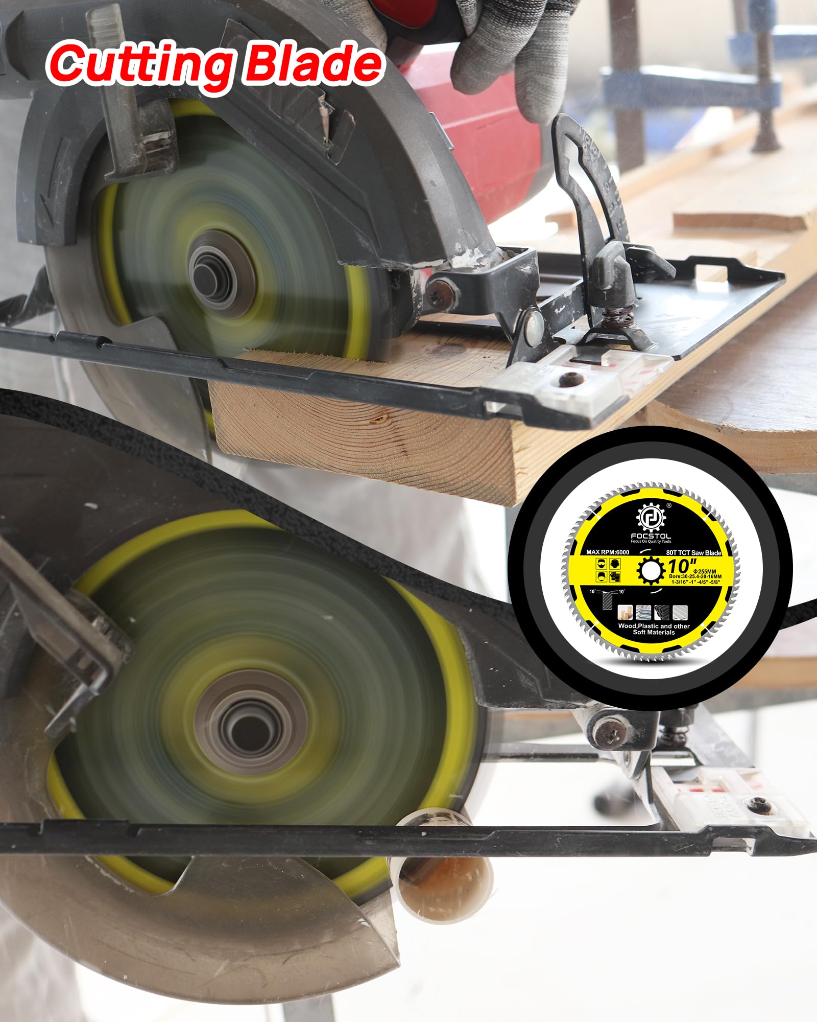FOCSTOL Hoja Sierra Circular para Madera 255mm x 30mm - 5 piezas Disco Corte para Madera con 80 Dientes para Contrachapado, Tablero de Partículas, Plásticos y Otros Materiales Blandos
