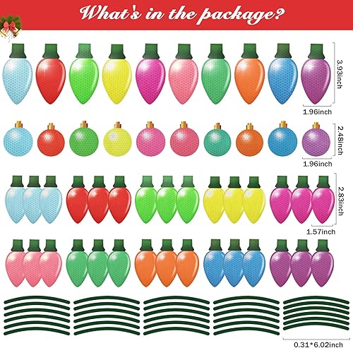 Miniatura 5 de MORCART Juego de 80 piezas reflectantes de decoración de automóvil de Navidad, 50 bombillas reflectantes en forma de luz, 30 cables magnéticos,