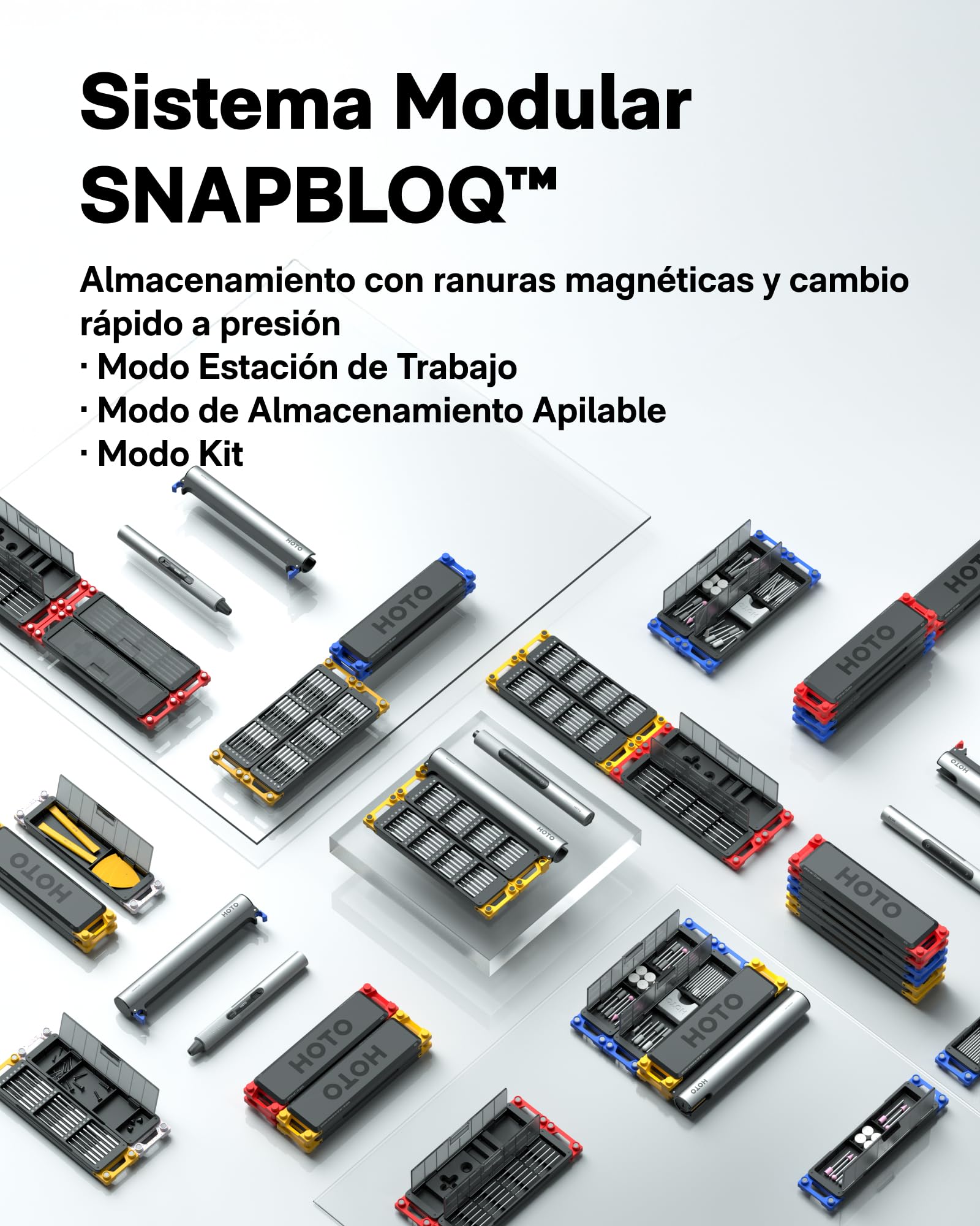 HOTO SNAPBLOQ Juego de Destornillador Eléctrico de Precisión, 56 en 1 Mini | SNAPBLOQ S-A01, 3 Torques, Kit Reparación Electrónicos: Teléfonos, Portátiles, DIY
