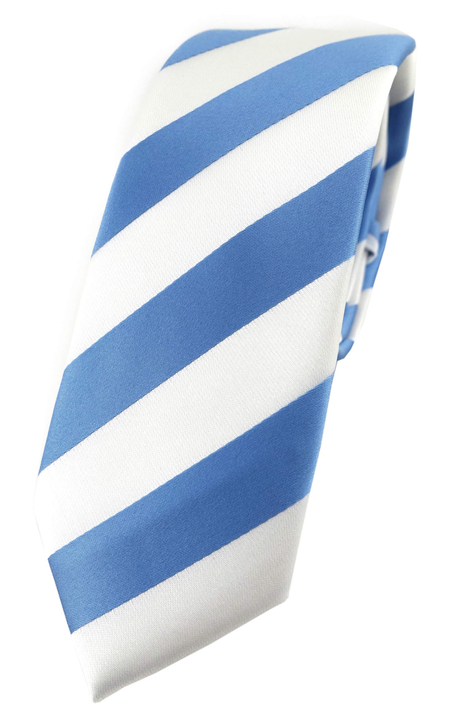 Tigertie Men's Blue White - Slim Designer Tie In Striped, Größe: Ca. Länge 150 Cm, Breite 6 Cm