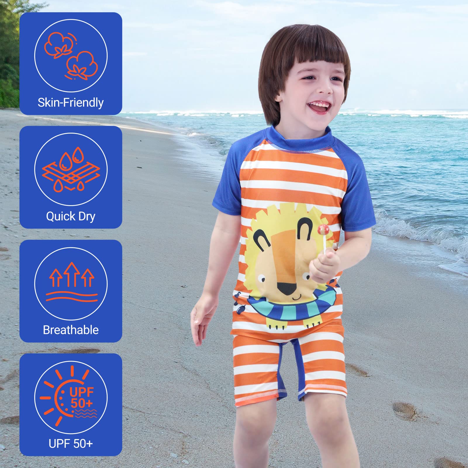 Niños Traje de Baño Bañador Una Pieza Protección Solar Ropa de Natación UPF 50+ Bebé Niño Natación Bañarse Ropa de Playa Trajes de Neoprenos Manga Corta ​con Cierre