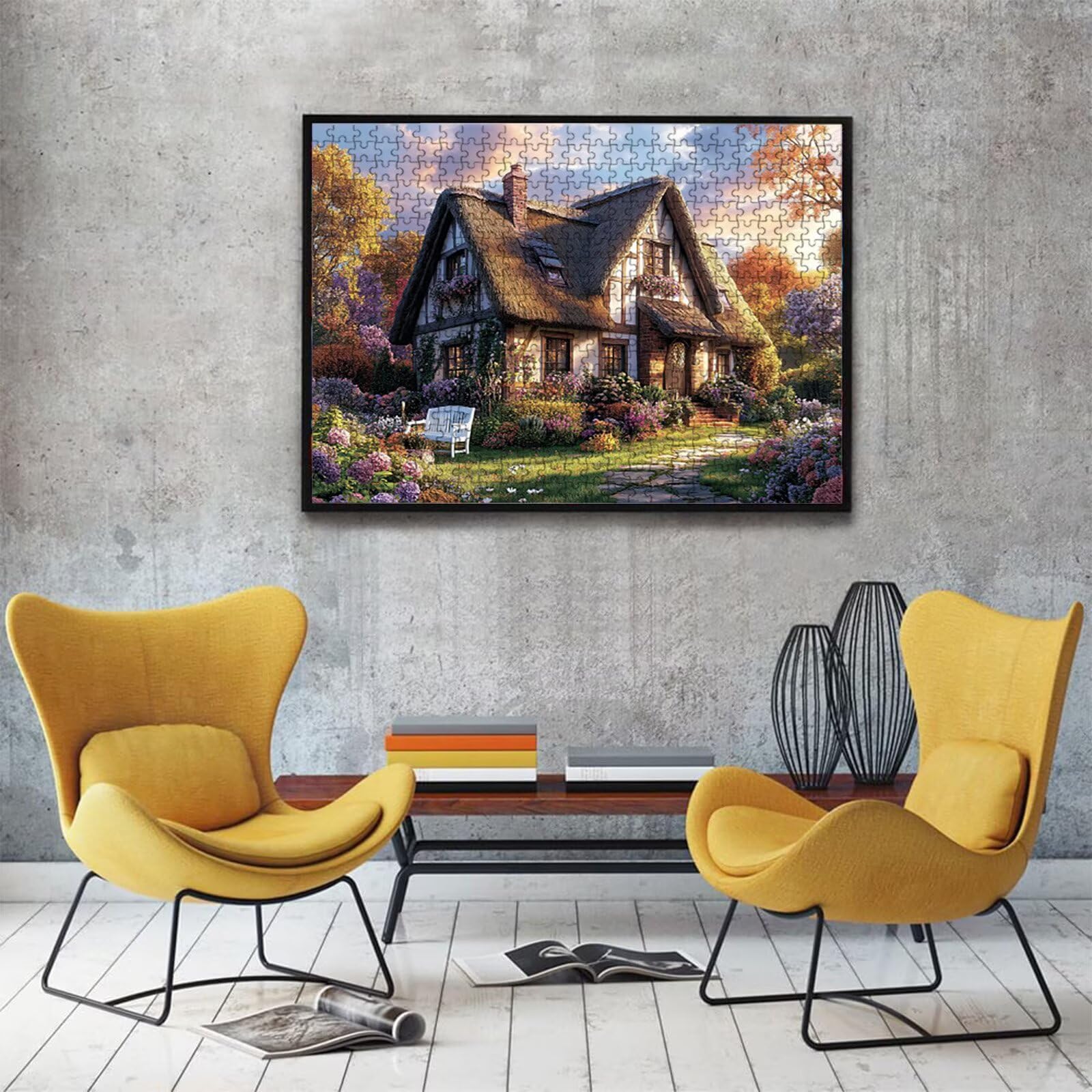 Puzzle 1000 elementów, puzzle 1000 elementów dla dorosłych, trudne puzzle, druk w wysokiej rozdzielczości i jasne kolory, puzzle drewniana szafka leśna (5) z wykwintnym pudełkiem do pakowania W3H-205