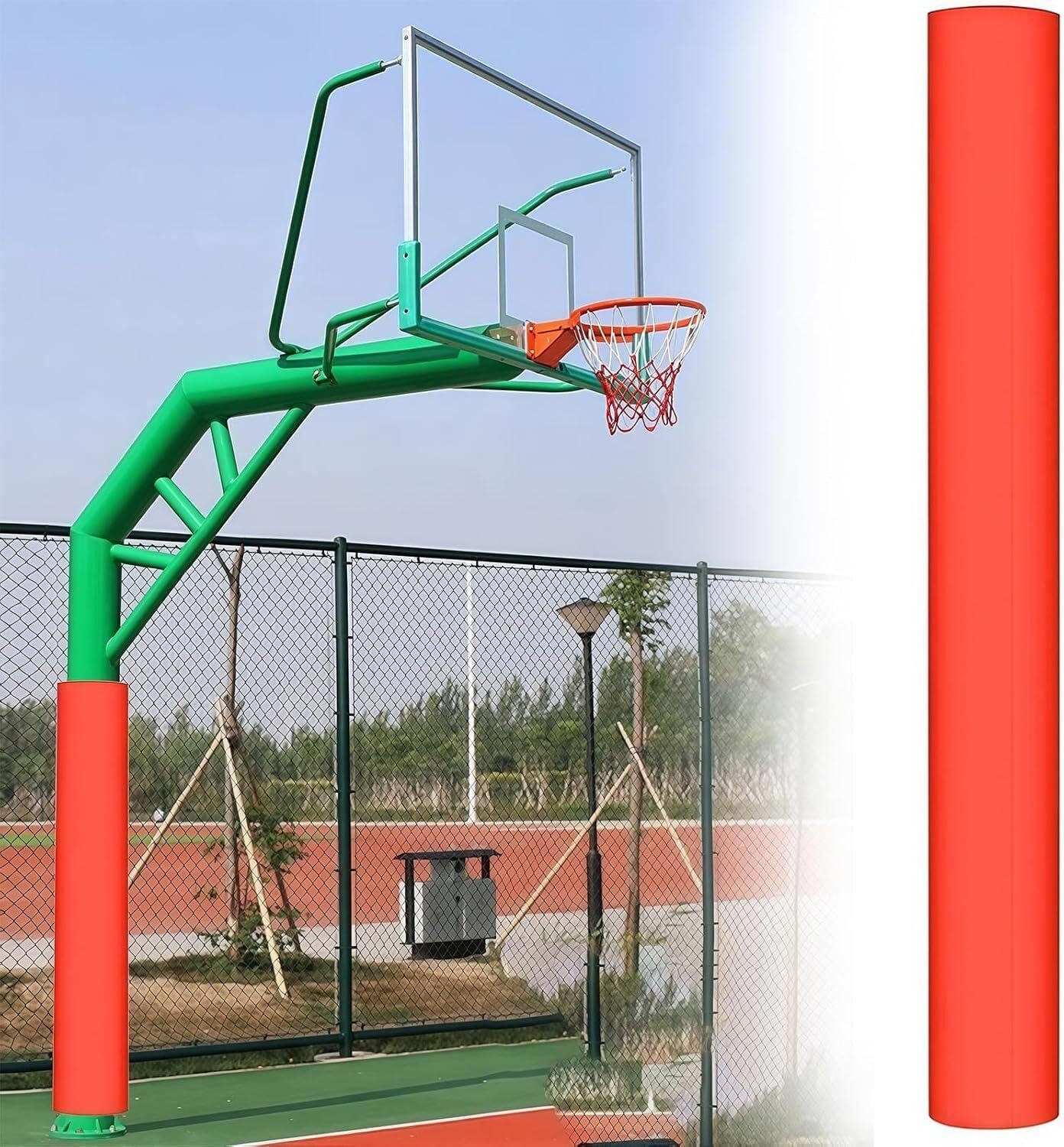 VUIKLCty Cylindrical Basketball Hoops And Swing Frames With Thickened Foam Padding(Red,Dia 165mm)
