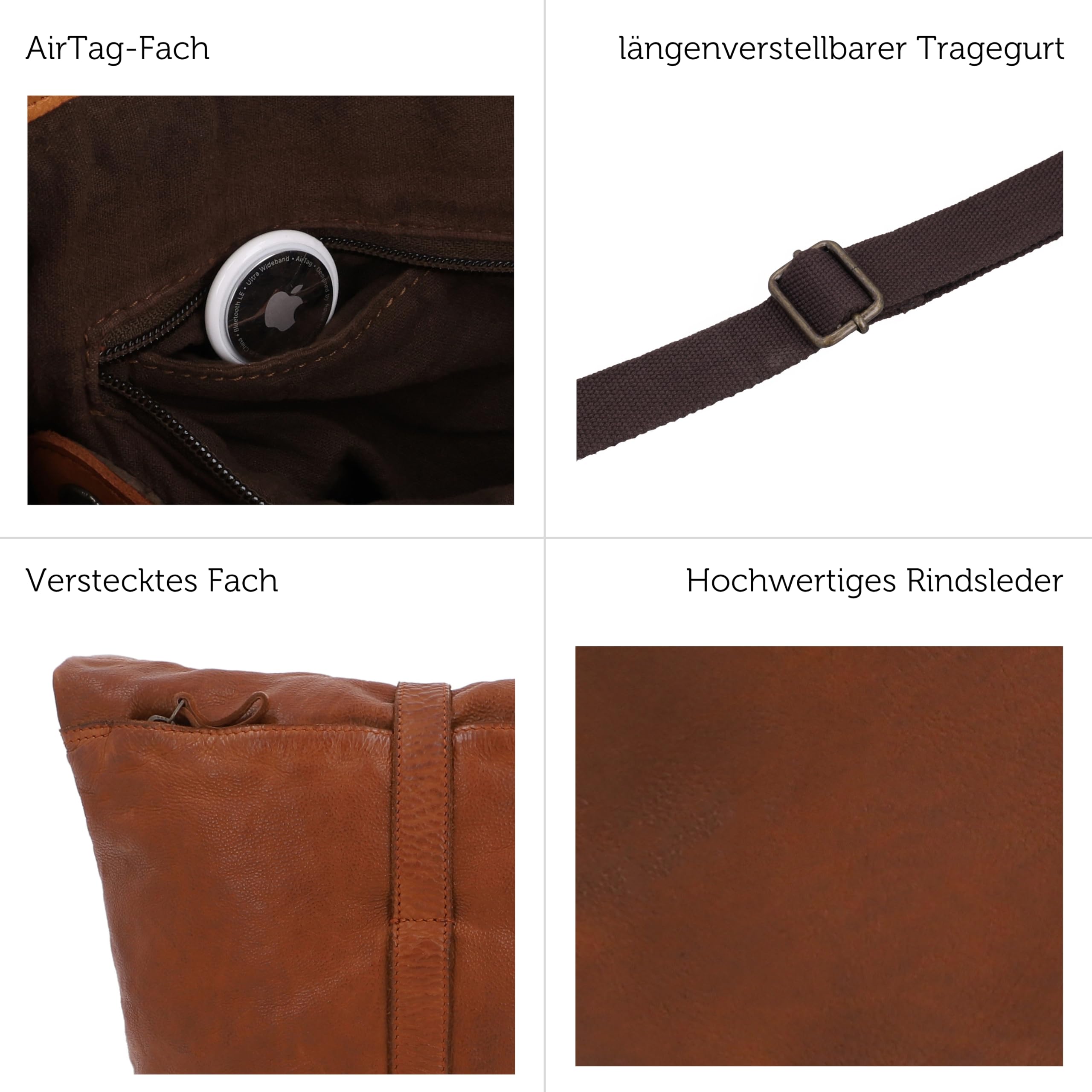 Gusti Umhängetasche Leder - Auna Handtasche Umhängetasche Schultertasche Leder