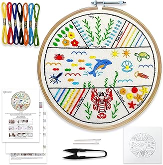 Embroiderymaterial Starter Kit Embroidery Set with Pattern Digital Printed Cloth Fabric Instructions Papers Thread Hoop Needle