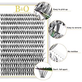 B&Q Lash Clusters 280PCS Natural Eyelash Clusters 40D D 16mm Individual Lash Wispy Eyelash Extension with Soft Thin Band Classic Look Pestaas Postizas Comfortable DIY at Home(40D-D-16mm)