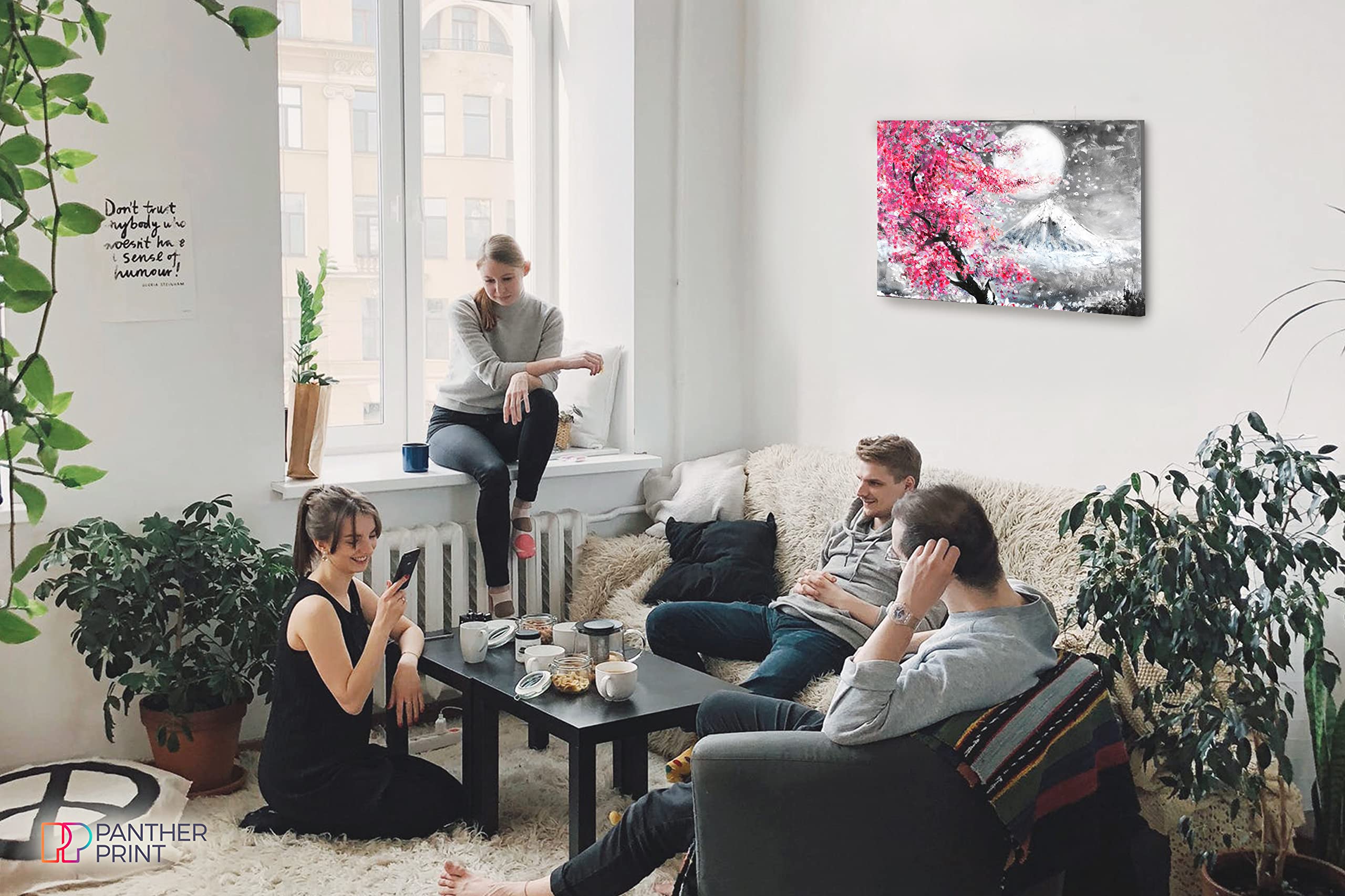 Wandbild Japanische Kirschblüte 80x160 Cm – Leinwanddruck, Ungerahmt, Für Wohnzimmer & Mehr
