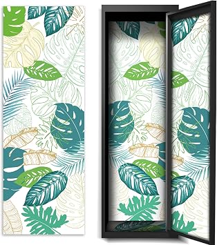 Hsei Deluxe School Locker Magnetic Wallpaper 12" x 36" Decorative Removable Magnetic Locker Covering Accessories for Girl Boy School Office UniversityGreen Leaves