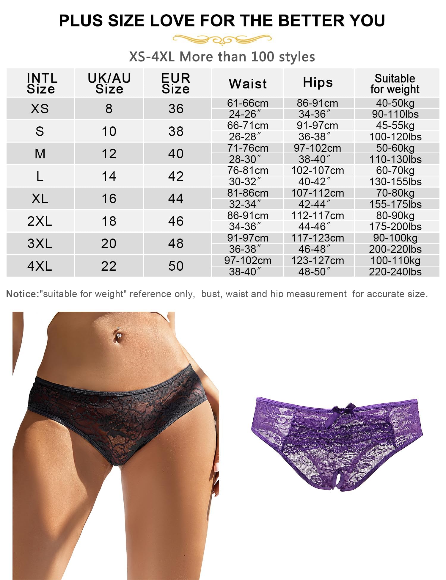 ohmydear Bielizna erotyczna dla kobiet, 2 sztuki, seksowne majtki, duże rozmiary, stringi, bielizna erotyczna z otworem