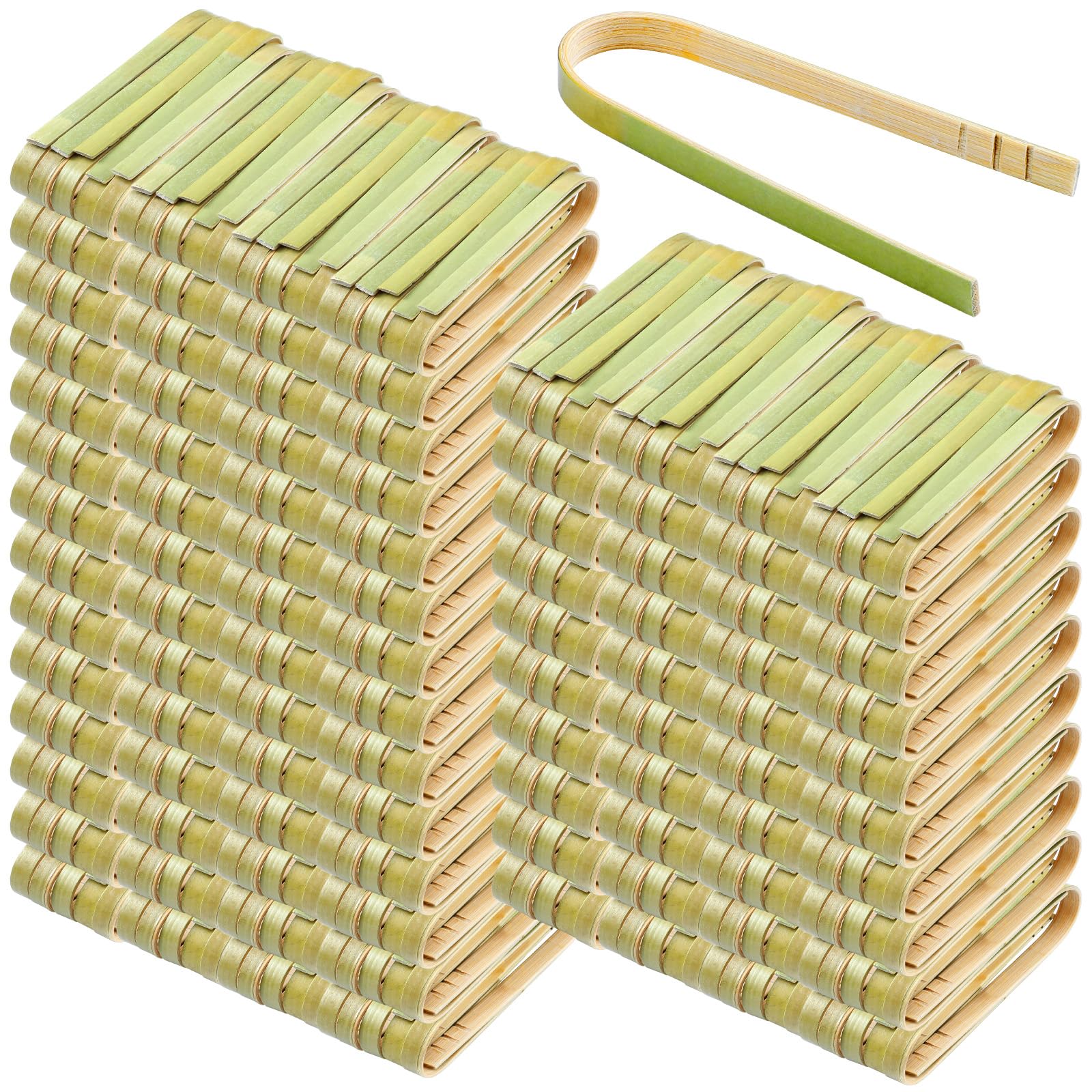 Thyle 500 Pieces Mini Bamboo Tongs 4 Inches Disposable Tongs Bulk Long Bamboo Toaster Cooking Utensils for Charcuterie Self Serving Food Kitchen Wedding Baby Shower Supplies