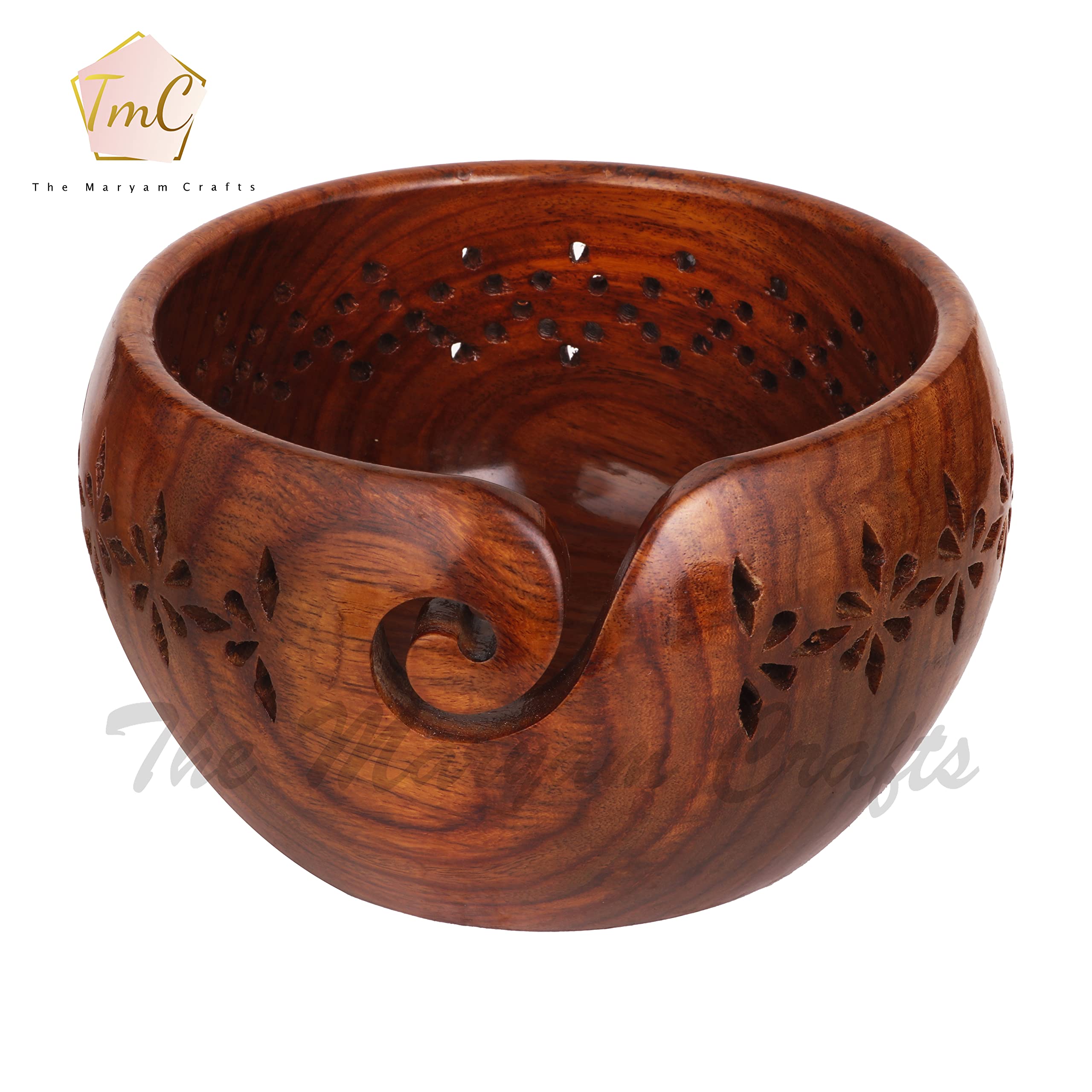 Grote Garenkom, MKNZOME 20,1 cm Gemaakt van Rosewood Draagbare Houten Opbergkom voor Garen Breien Haken Accessoires Wol Houder voor Haken Breien Huisdecoratie (Rosewood, 20,1 cm