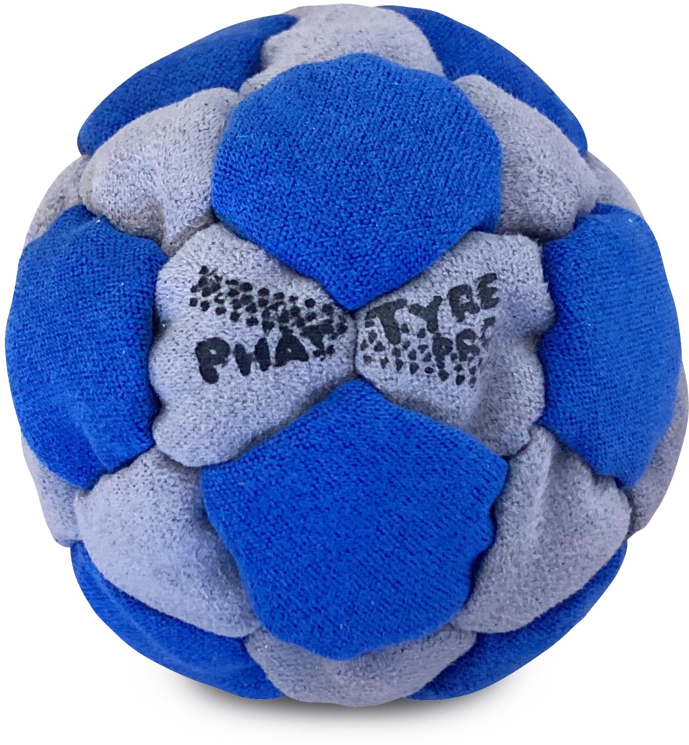 DIRTBAG PT Pro 32 Panel Footbag Hacky Sack, Flying Clipper Original Design, Steel Pellet Filled for Maximum Control Handsewn - Grey/Blue.