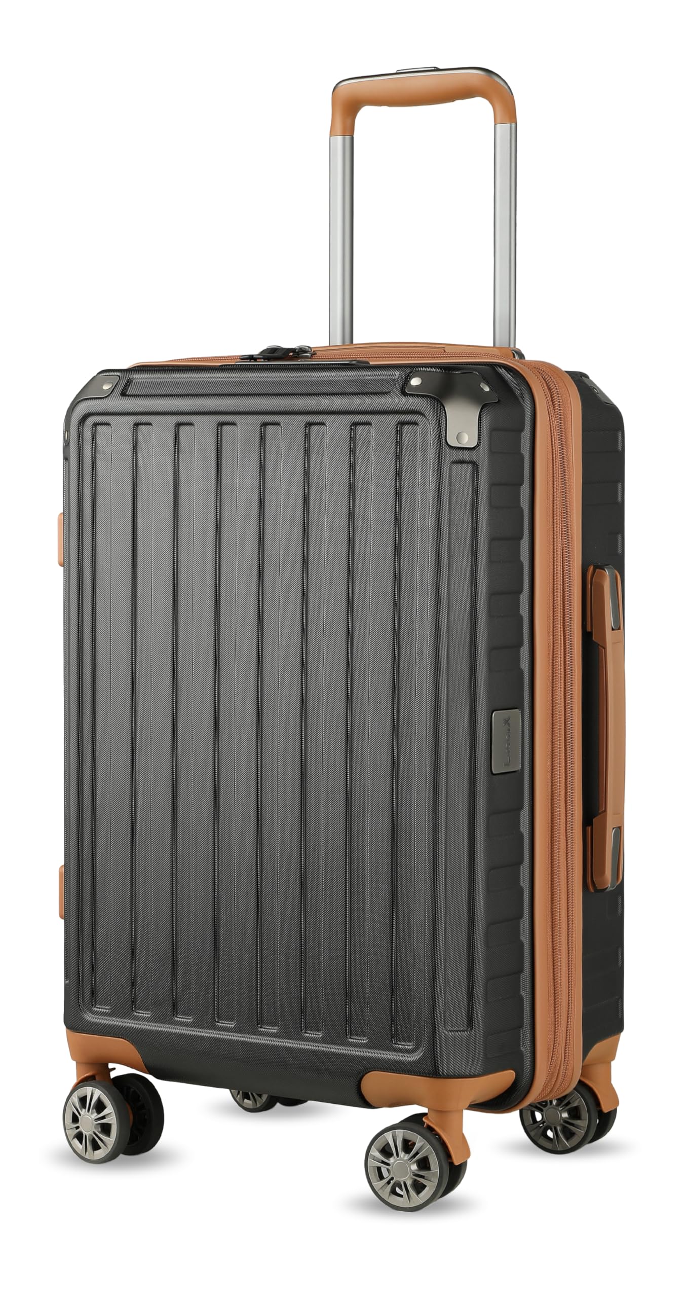 LUGGEX Black Carry On Luggage 22x14x9 Airline Approved PC Expandable