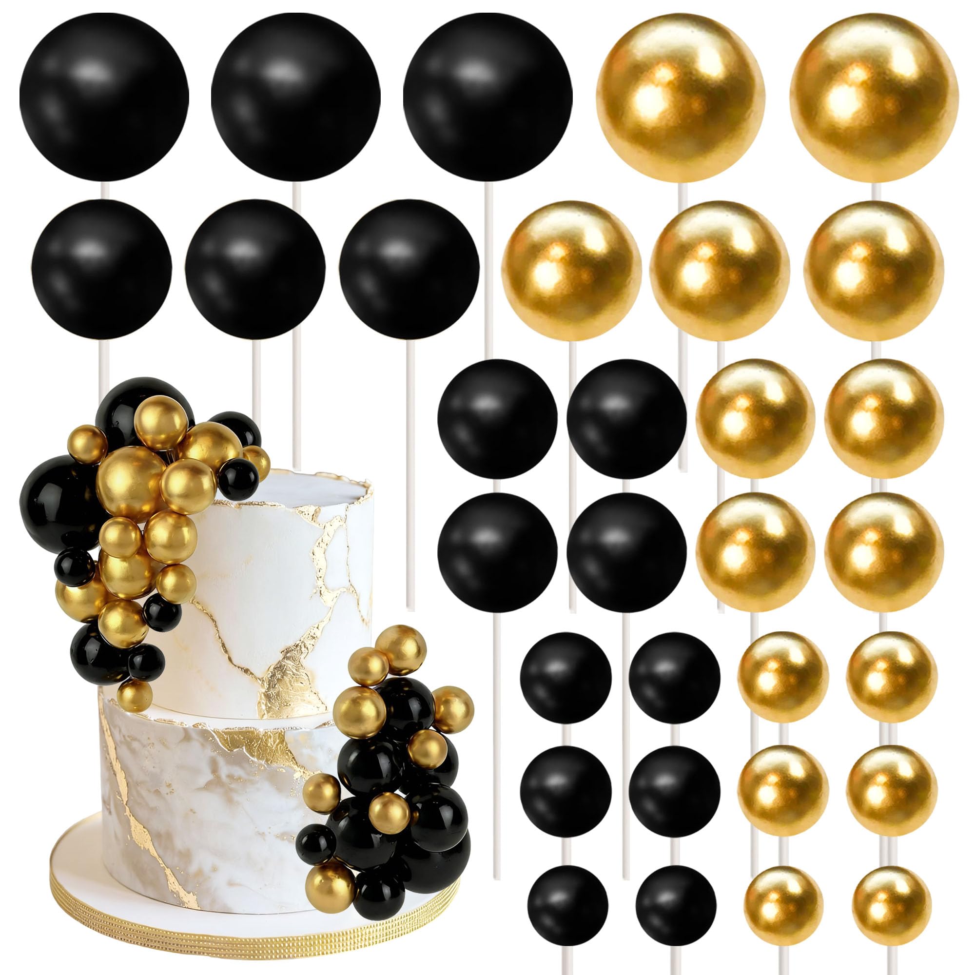 SYKYCTCY 70 Pack Ball Cupcake Toppers Balls Cake Toppes Foam Balls Cupcake Picks DIY Mini Balloon Cake Inset Topper for Baby Shower Birthday Favor Wedding Anniversary Party Cake Decorations Supplies