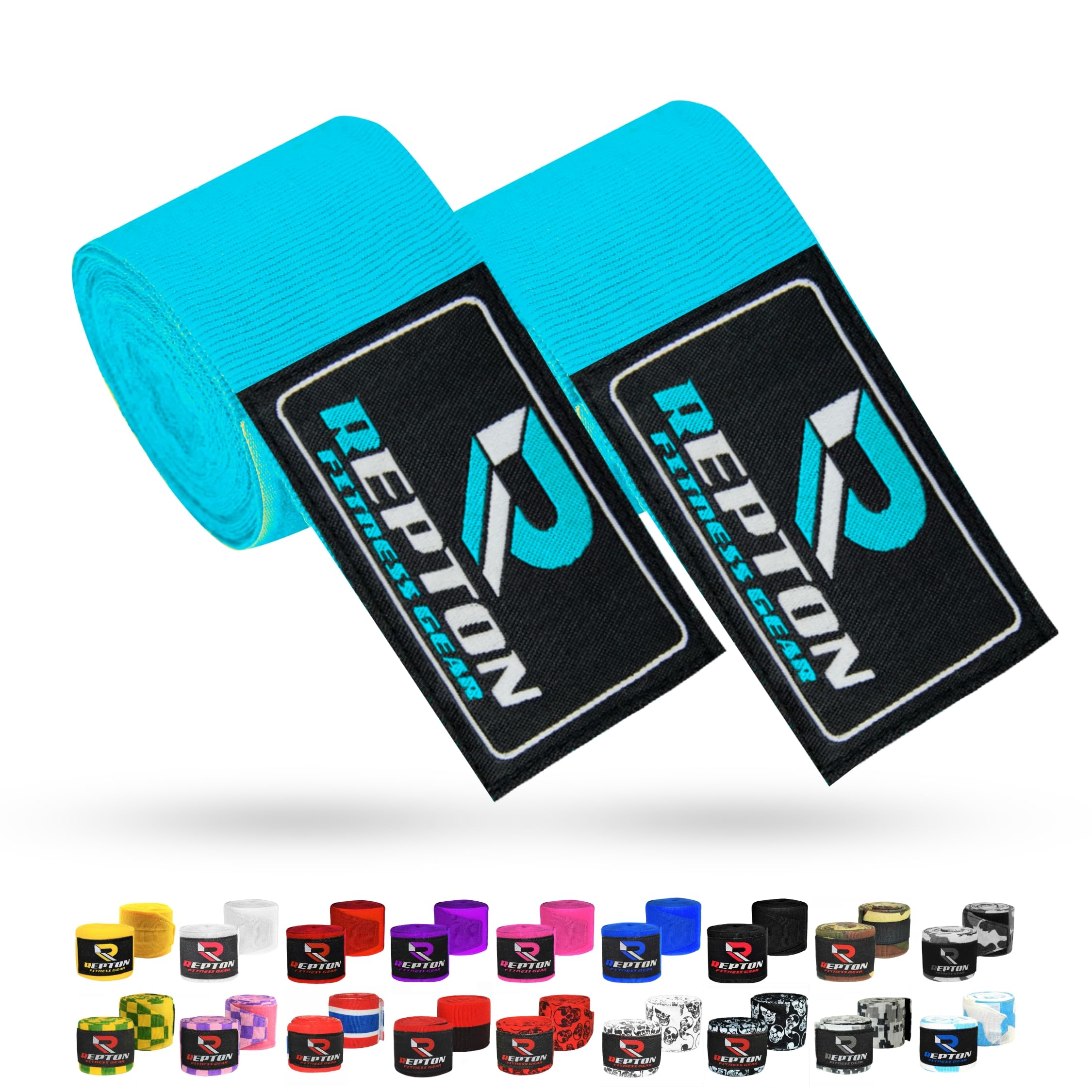 Boxing Hand Wraps for Men- Cotton Hand Gloves with Hook & Loop Strap & Thumb Loop -Elasticated Bandages Wrist Support tape -Great for MMA, Muay Thai, Kickboxing- Unisex Adult Pair (Turquoise Blue)