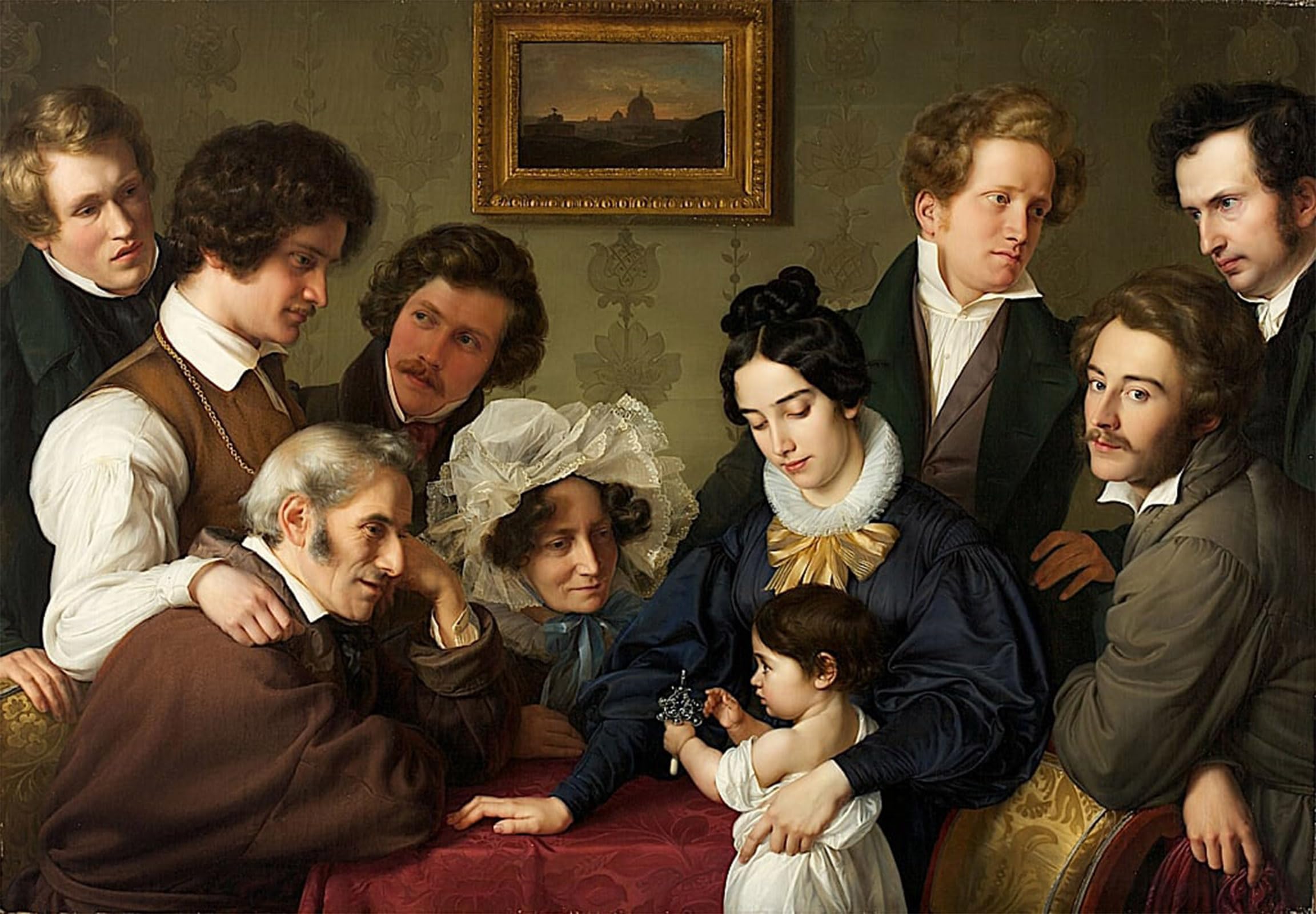 Artxlxxbn No Frame Famous Prints Artwork Pictures Poster Painting Art The Bendemann Family And Their Friends By Eduard Bendemann Artwork Landscape Pictures For Home Decor 60X90cm
