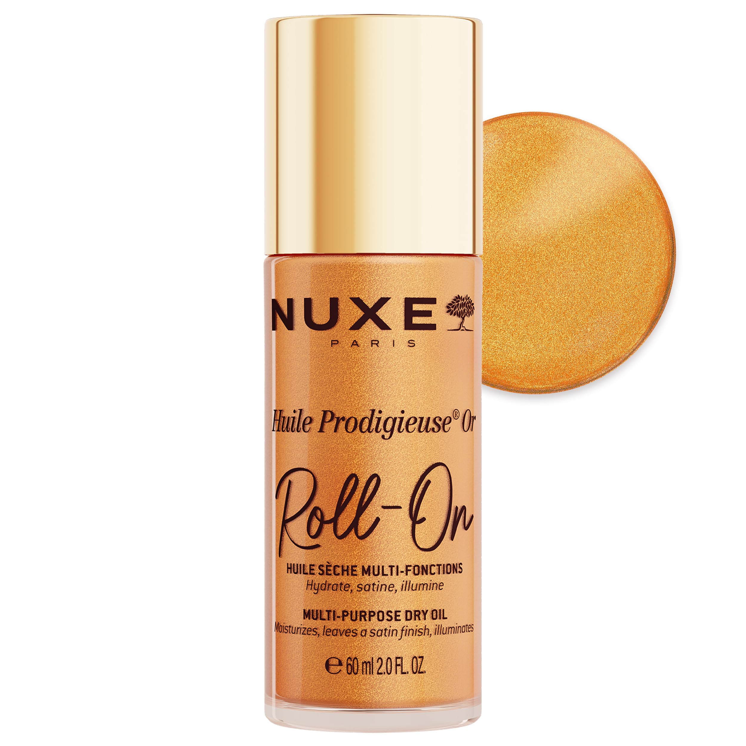 Nuxe Huile Prodigieuse Or Roll-On Olio Idratante Oro Idrata Satina ed Illumina, 60 ml