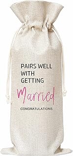 Pairs Well With Getting Married Congratulations Wine Bag, Gift for Wedding，Engagement, Couples, Bride, Gifts For Her，Burla...