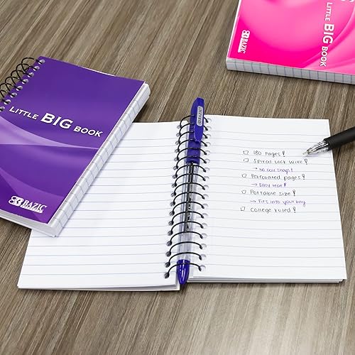 Miniatura 7 de BAZIC - Bloc de notas para cuaderno pequeño, 4 x 5.5 pulgadas, encuadernado en espiral lateral, 180 hojas de bolsillo con encuadernación de alambre,