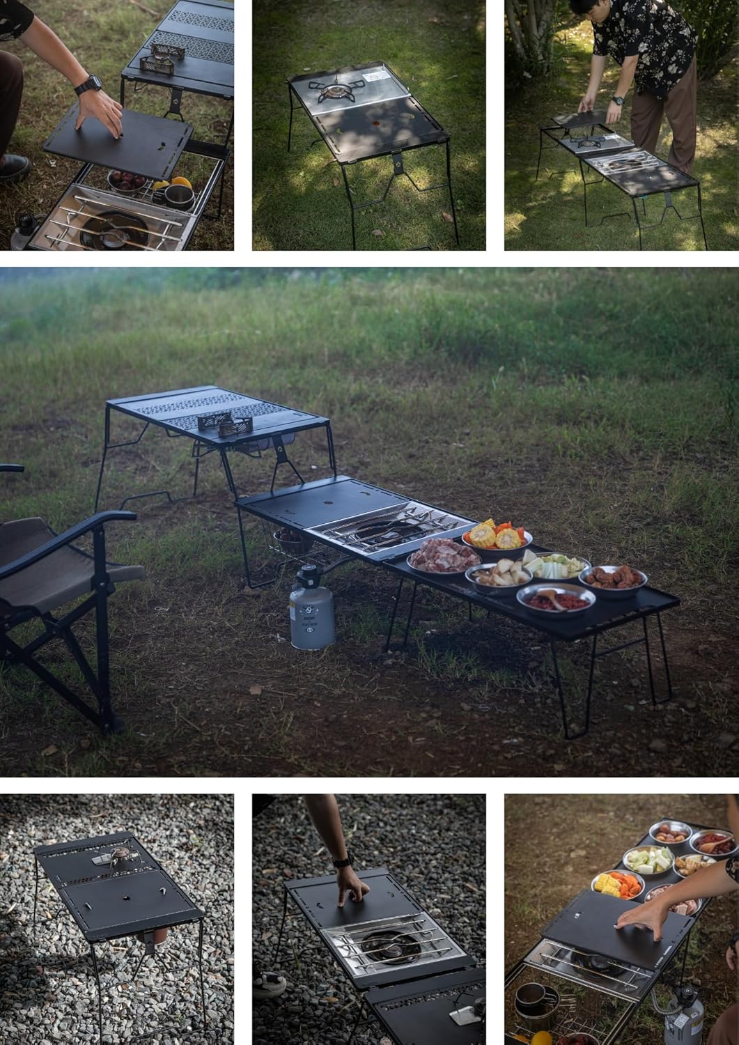 camping moon Cover Plate for Flat Burner IGT Top Plate Bridge Table Lid Stainless Steel Black CK-25BK
