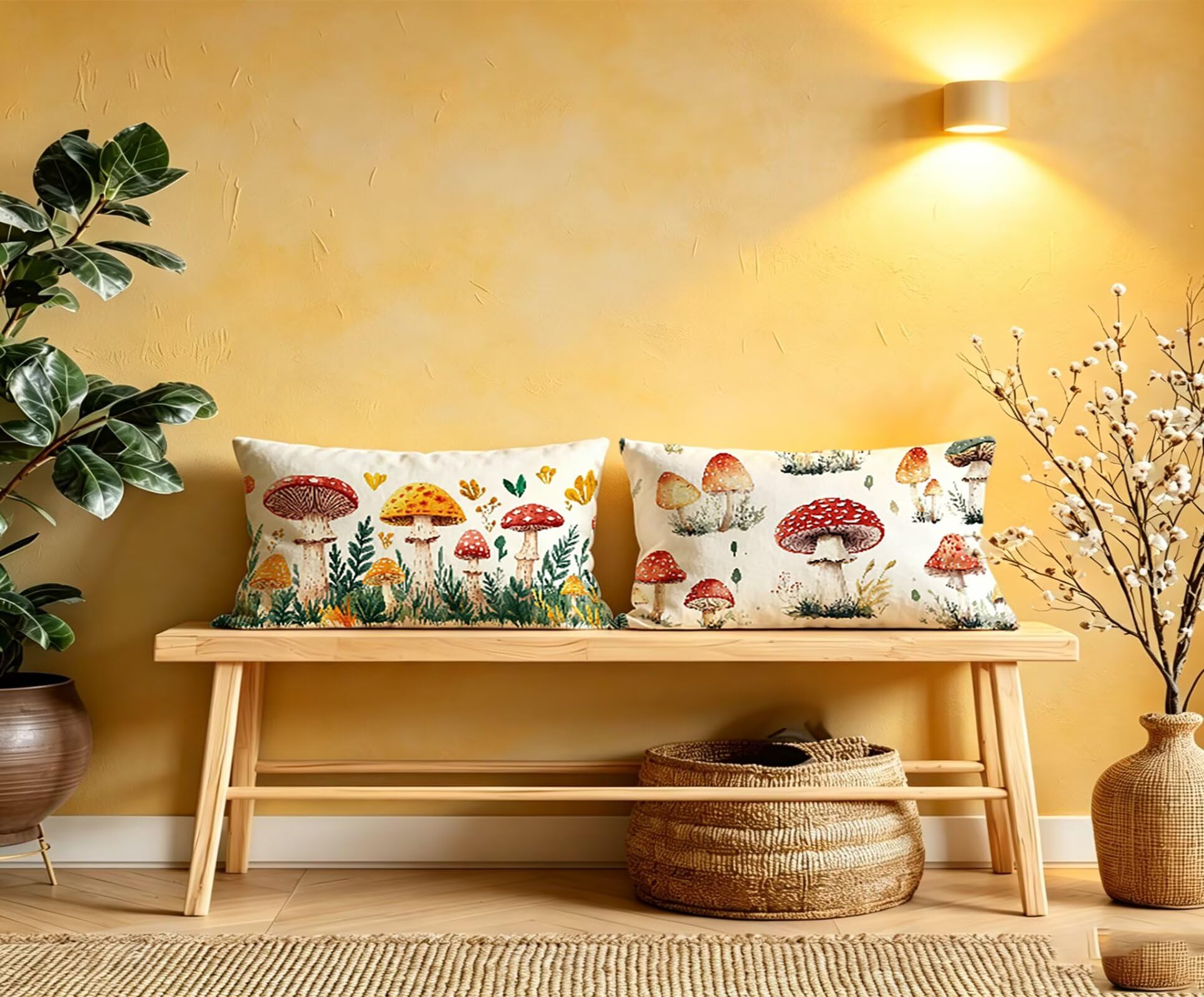 Farbe Kissenbezug 70x90 Pilz Kopfkissenbezug 2er Set,Wohnaccessoires & Deko,Weich und Atmungsaktiv Samt Stoff mit Verstecktem Reißverschluss für Bett Sofa Kissen Dekokissen-86179