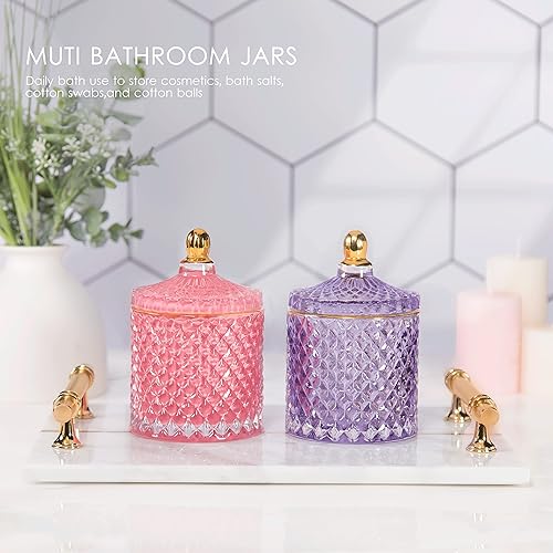 Miniatura 4 de Tarro de caramelo rosa, plato de cristal para dulces con tapa, tarros de cristal con tapas, joyero de vidrio con tapas, bonito tarro de vidrio para