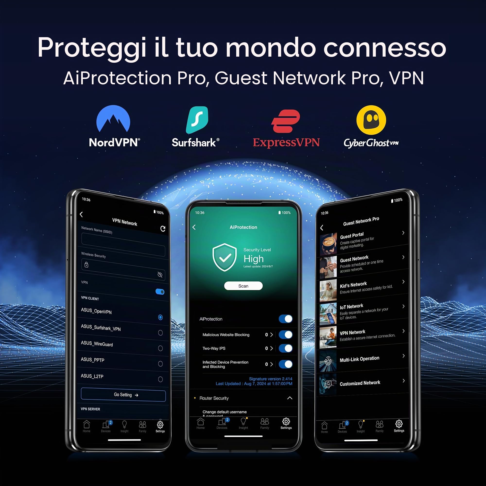 ASUS RT-BE86U BE6800 Router Wi-Fi a doppia banda, supporta 4096-QAM, MLO, riconoscimento KI-WAN, AiMesh, sicurezza di rete senza abbonamento e funzioni VPN complete, Guest Network Pro, Gaming