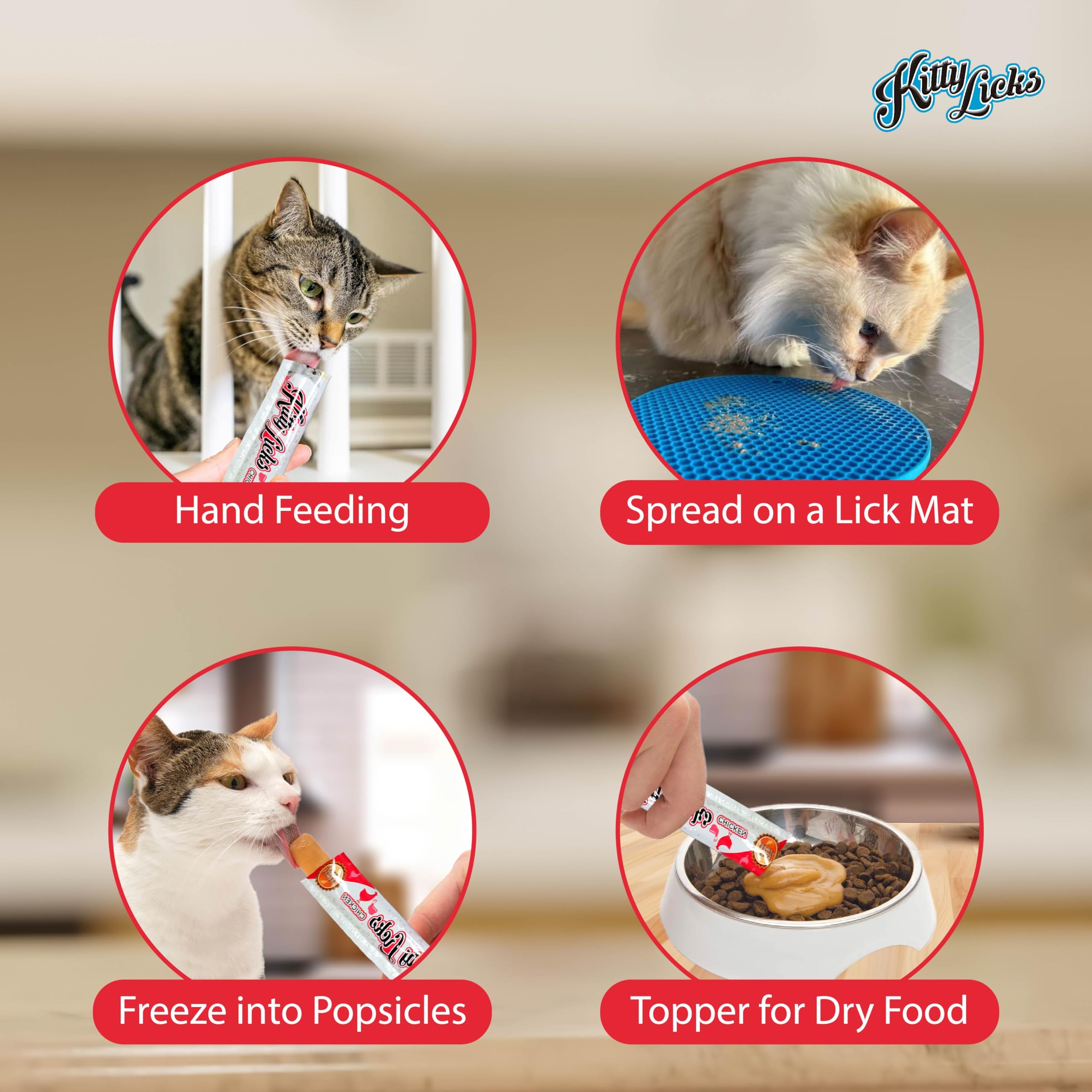 Rena Kitty Licks Cat Treats for Kittens | Rich Creamy Lickable Snack | No Artificial Colours | Supports Skin & Coat Health | High Fiber | Delicious Chicken Flavour 2