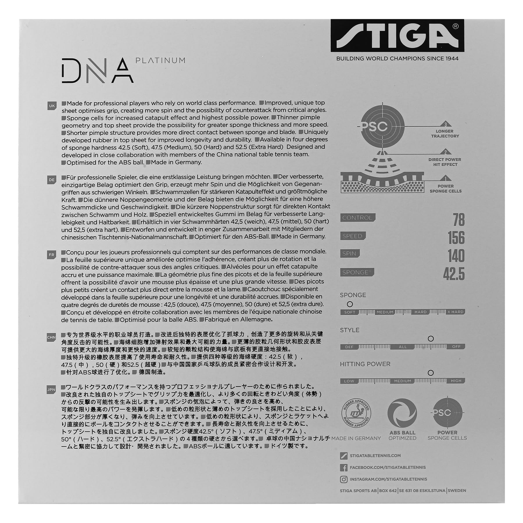 STIGA Dna Platinum S - Gomma Unisex Adulto